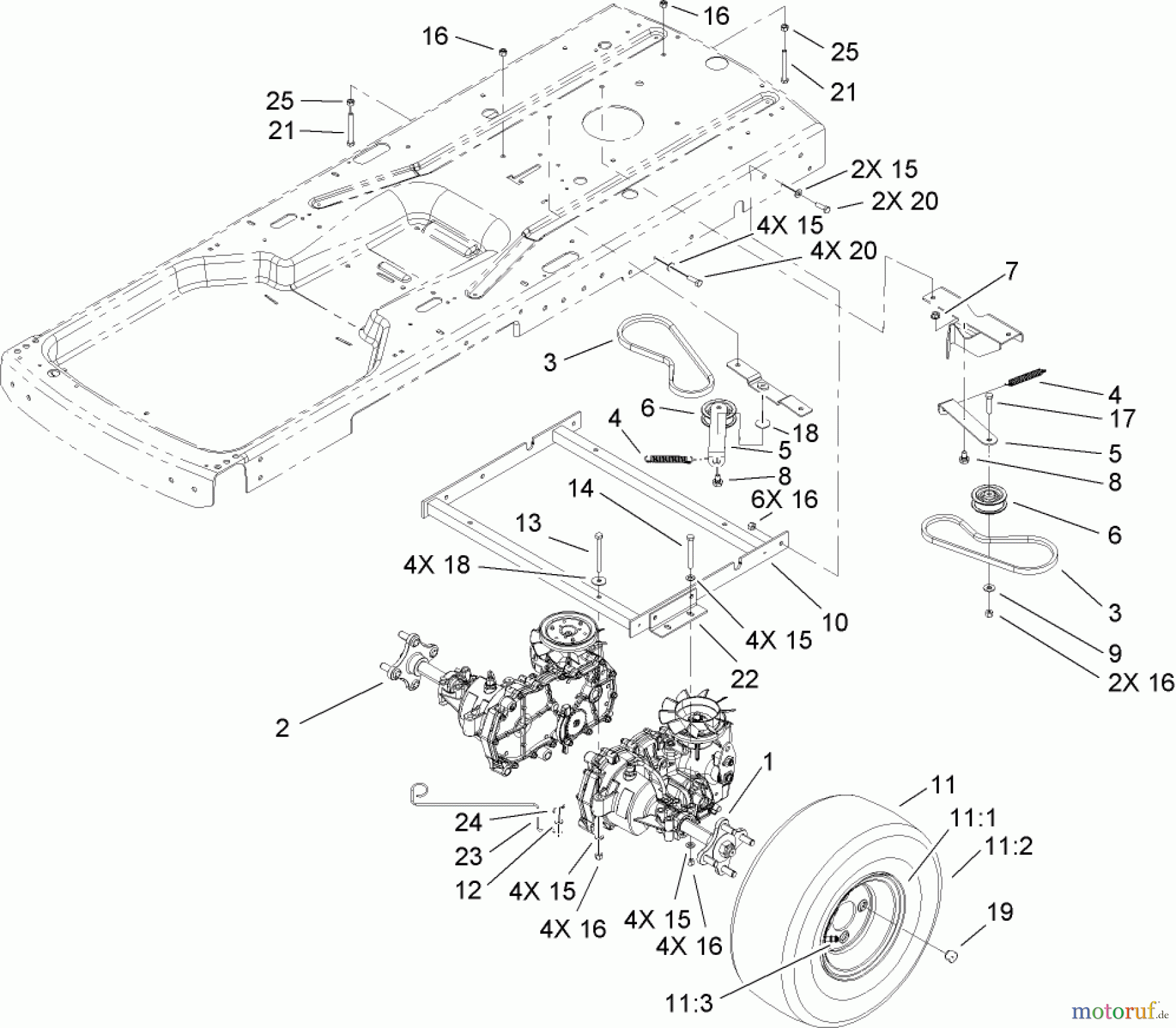  Toro Neu Mowers, Zero-Turn 74419 (Z380) - Toro TimeCutter Z380 Riding Mower, 2007 (270000001-270999999) HYDRO AND BELT DRIVE ASSEMBLY