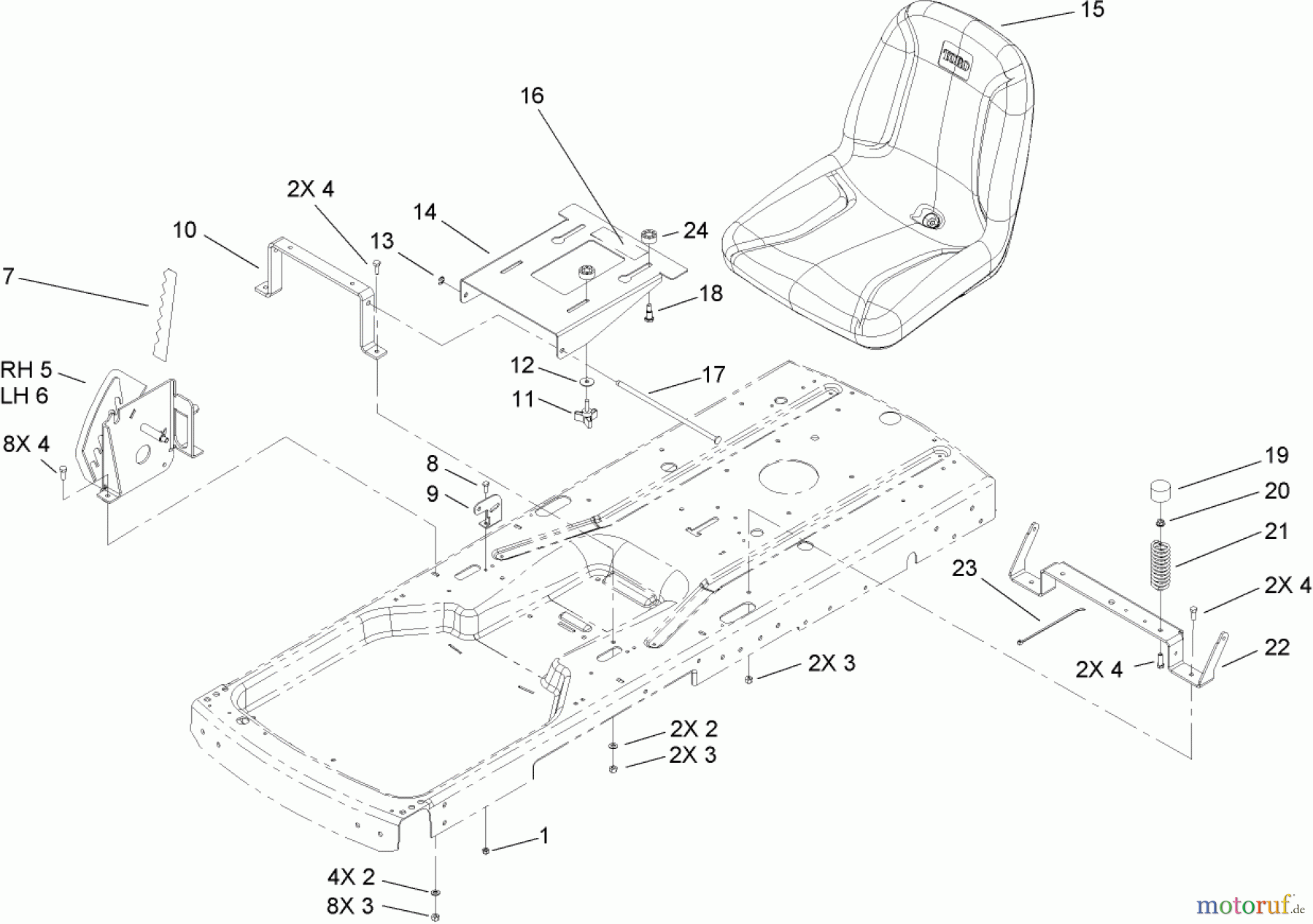  Toro Neu Mowers, Zero-Turn 74420 (Z420) - Toro TimeCutter Z420 Riding Mower, 2007 (270000001-270999999) SEAT ASSEMBLY