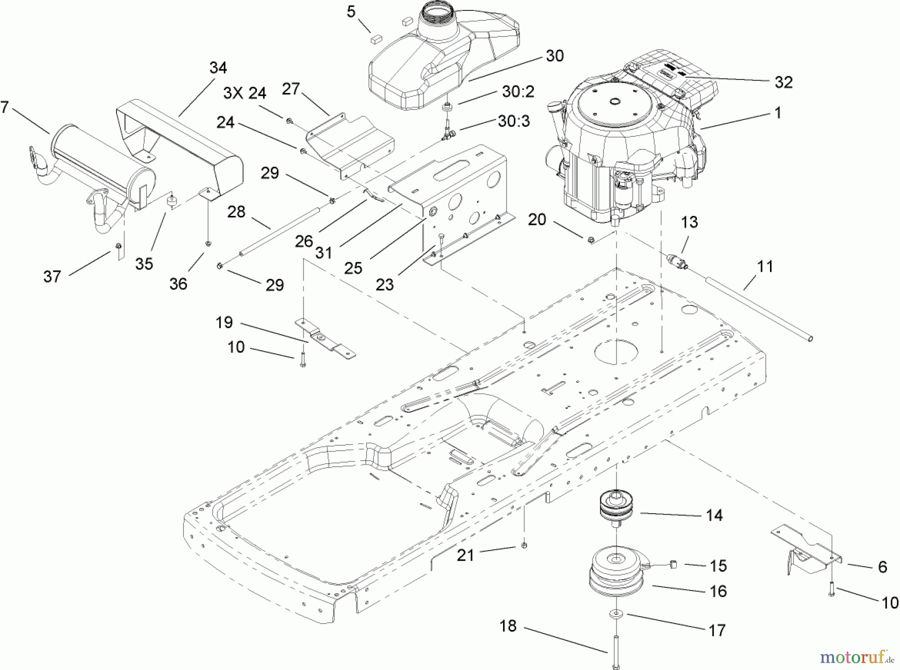 Toro Neu Mowers, Zero-Turn 74425 (Z530) - Toro TimeCutter Z530 Riding Mower, 2006 (260000001-260999999) ENGINE ASSEMBLY
