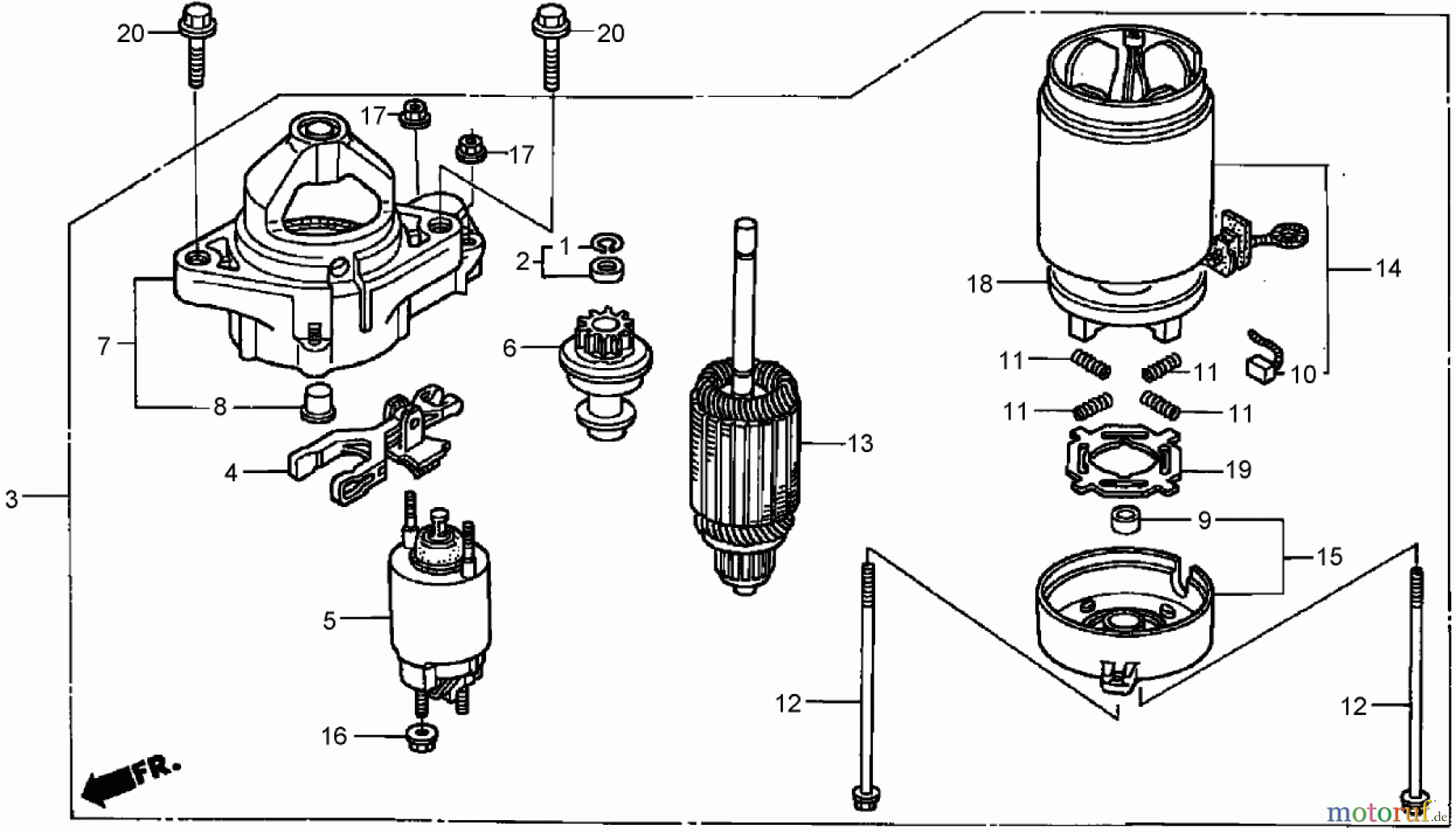 Toro Neu Mowers, Zero-Turn 74425 (Z530) - Toro TimeCutter Z530 Riding Mower, 2006 (260000001-260999999) STARTER MOTOR ASSEMBLY HONDA GXV530 EXA2LB