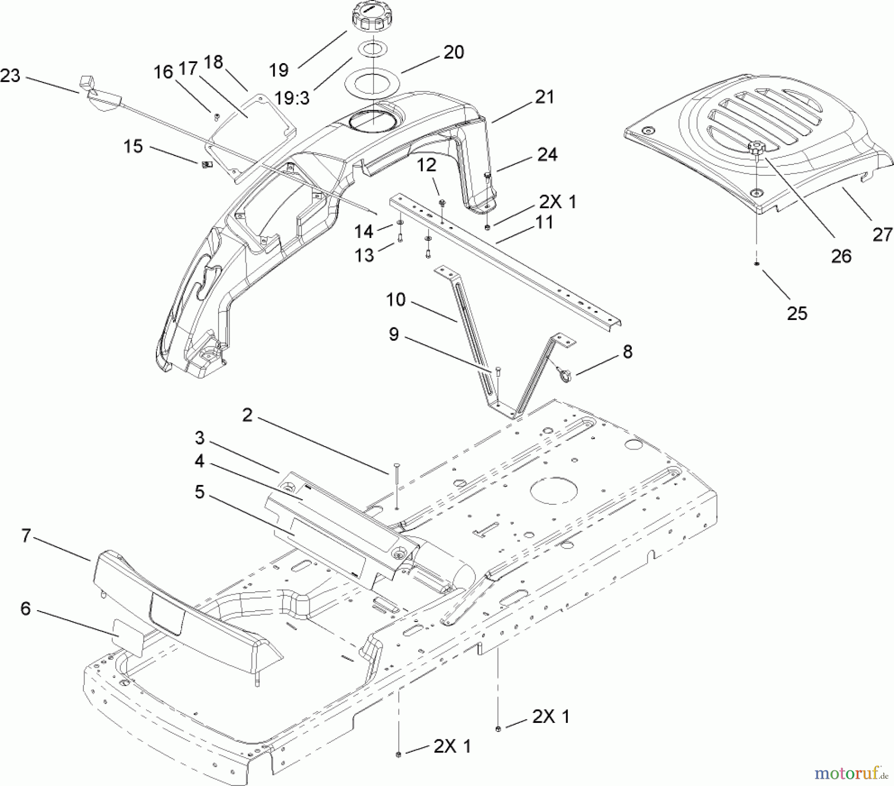 Toro Neu Mowers, Zero-Turn 74425 (Z530) - Toro TimeCutter Z530 Riding Mower, 2006 (260000001-260999999) STYLING ASSEMBLY