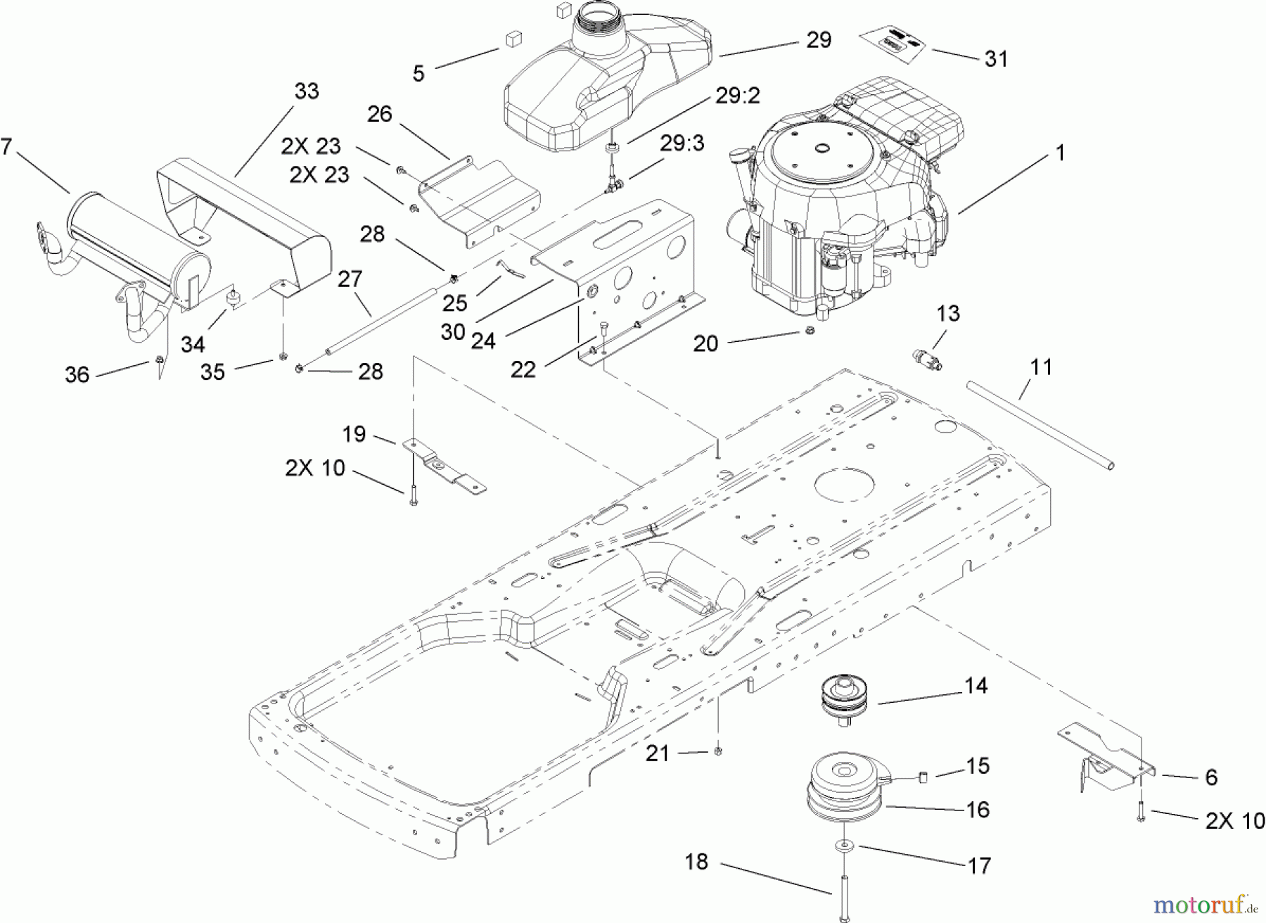 Toro Neu Mowers, Zero-Turn 74425 (Z530) - Toro TimeCutter Z530 Riding Mower, 2007 (270000001-270999999) ENGINE ASSEMBLY