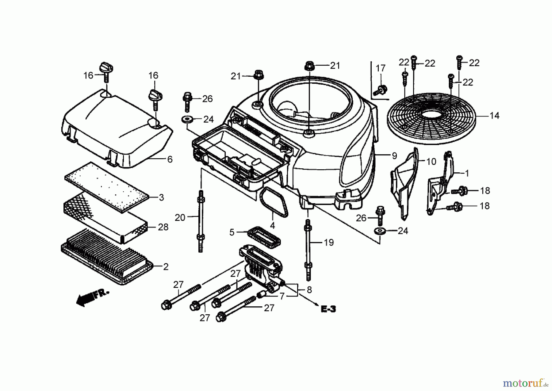 Toro Neu Mowers, Zero-Turn 74425 (Z530) - Toro TimeCutter Z530 Riding Mower, 2007 (270000001-270999999) FAN COVER ASSEMBLY HONDA GXV530 EXA2LB