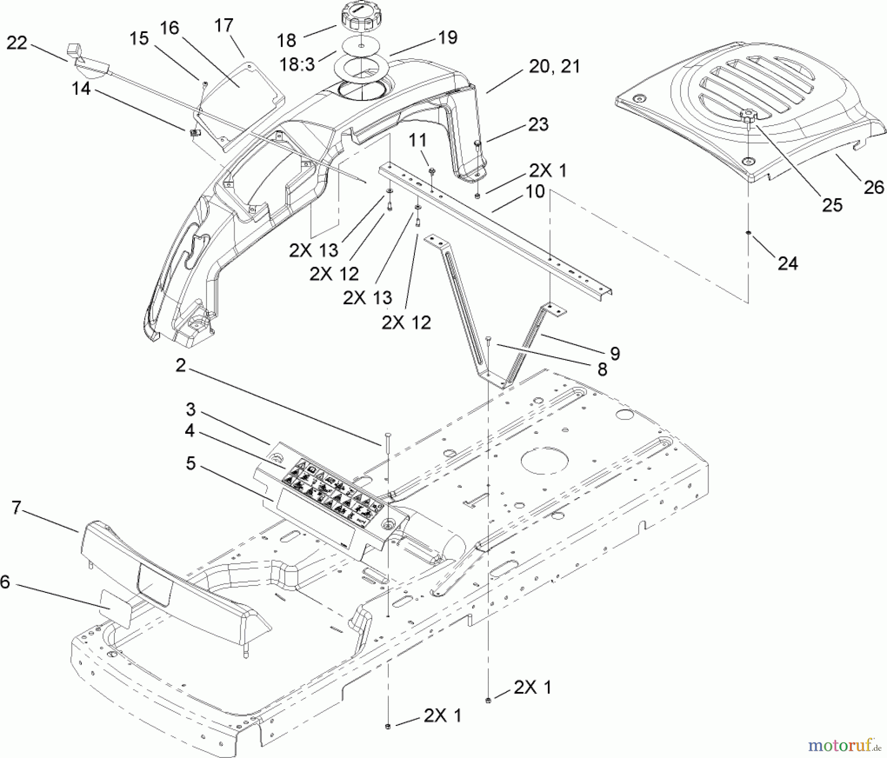 Toro Neu Mowers, Zero-Turn 74425 (Z530) - Toro TimeCutter Z530 Riding Mower, 2007 (270000001-270999999) STYLING ASSEMBLY