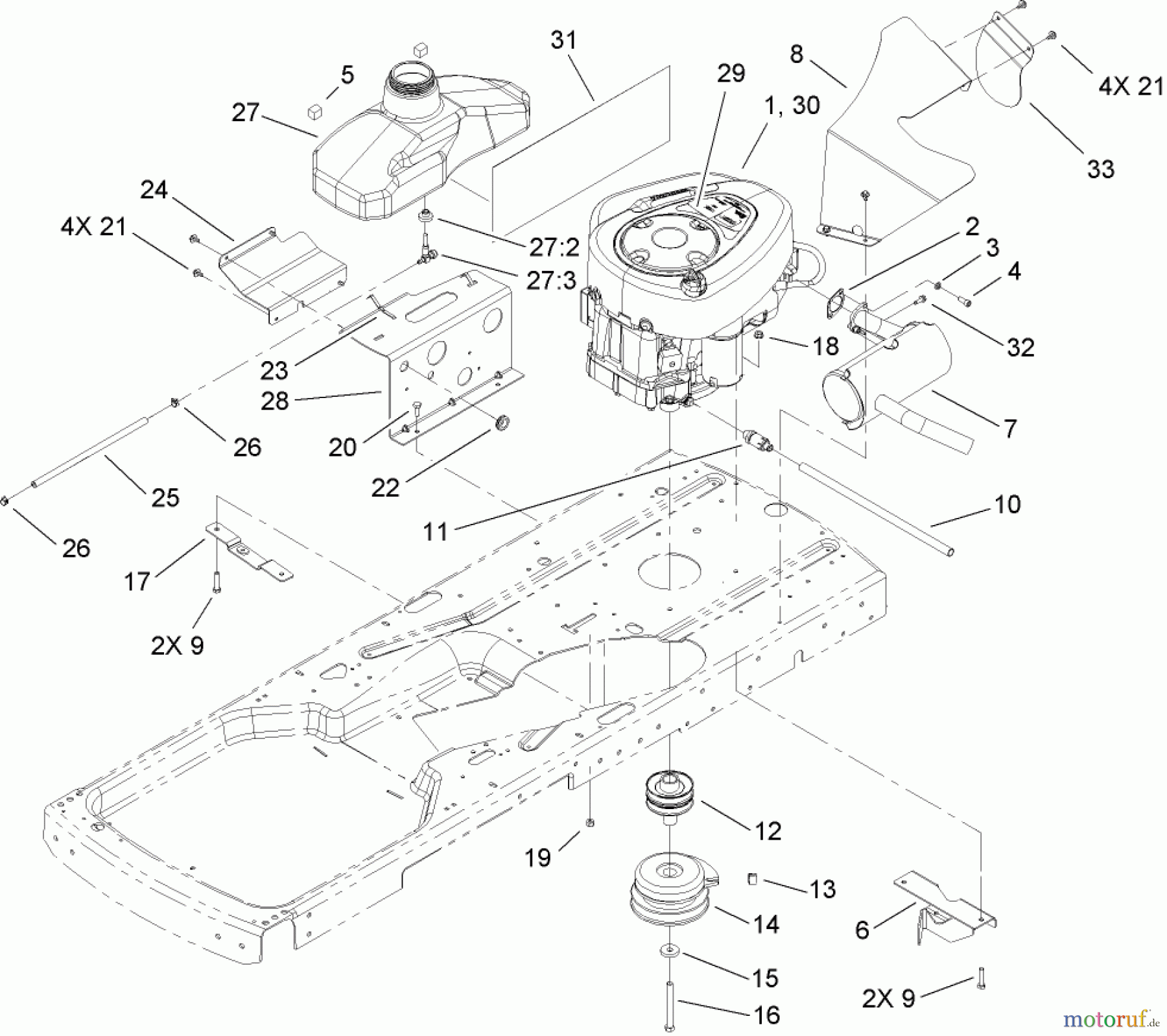  Toro Neu Mowers, Zero-Turn 74433 (ZD420) - Toro TimeCutter ZD420 Riding Mower, 2006 (260000001-260999999) ENGINE ASSEMBLY