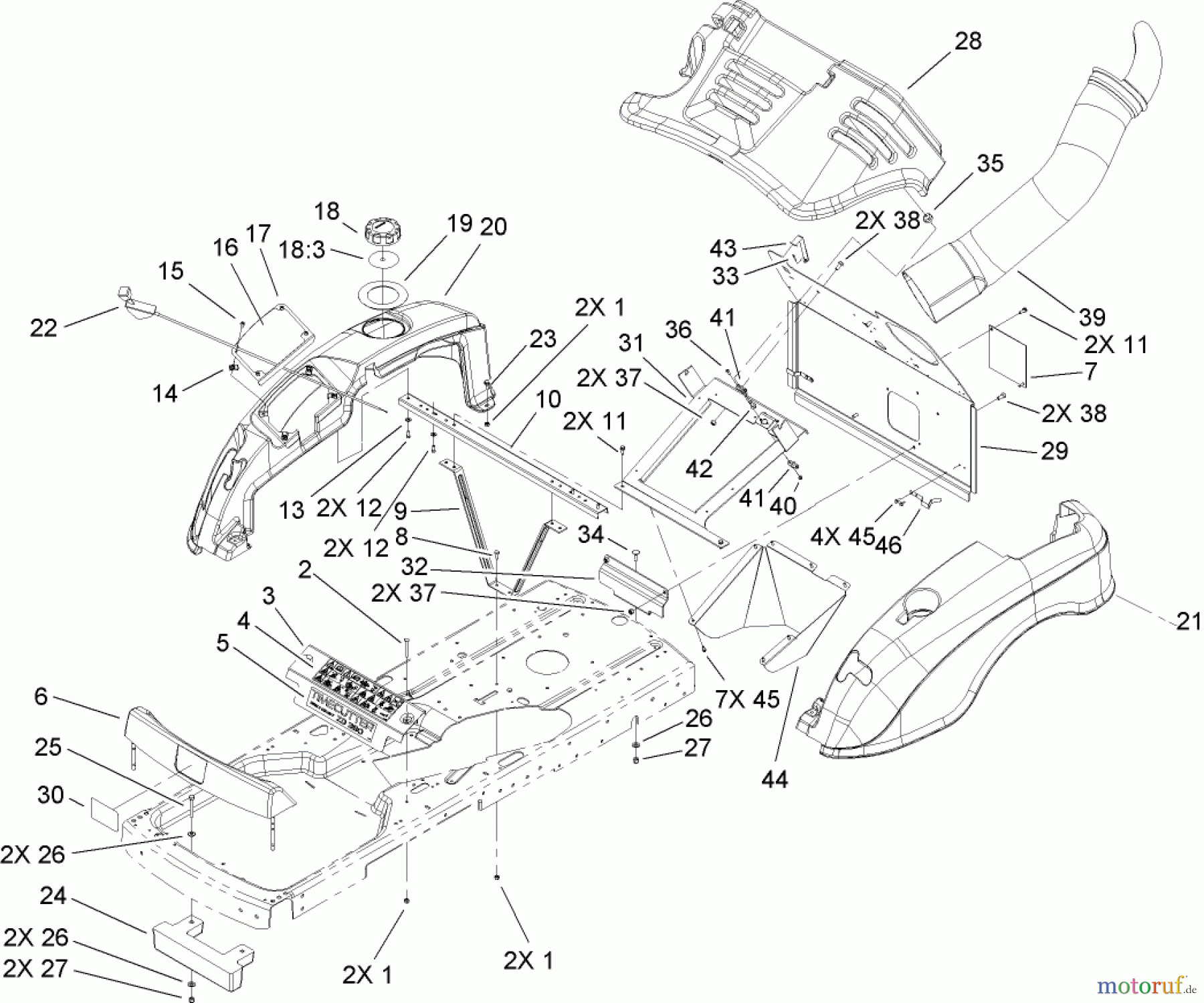Toro Neu Mowers, Zero-Turn 74433 (ZD420) - Toro TimeCutter ZD420 Riding Mower, 2006 (260000001-260999999) STYLING ASSEMBLY