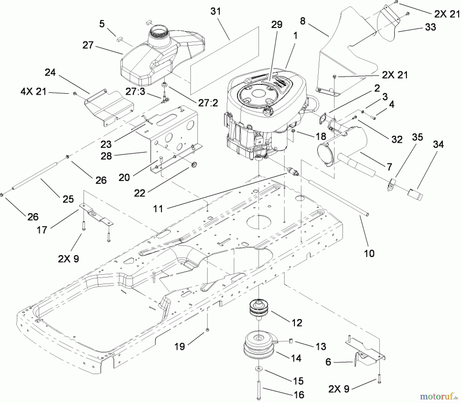  Toro Neu Mowers, Zero-Turn 74433 (ZD420) - Toro TimeCutter ZD420 Riding Mower, 2008 (280000001-280999999) ENGINE ASSEMBLY