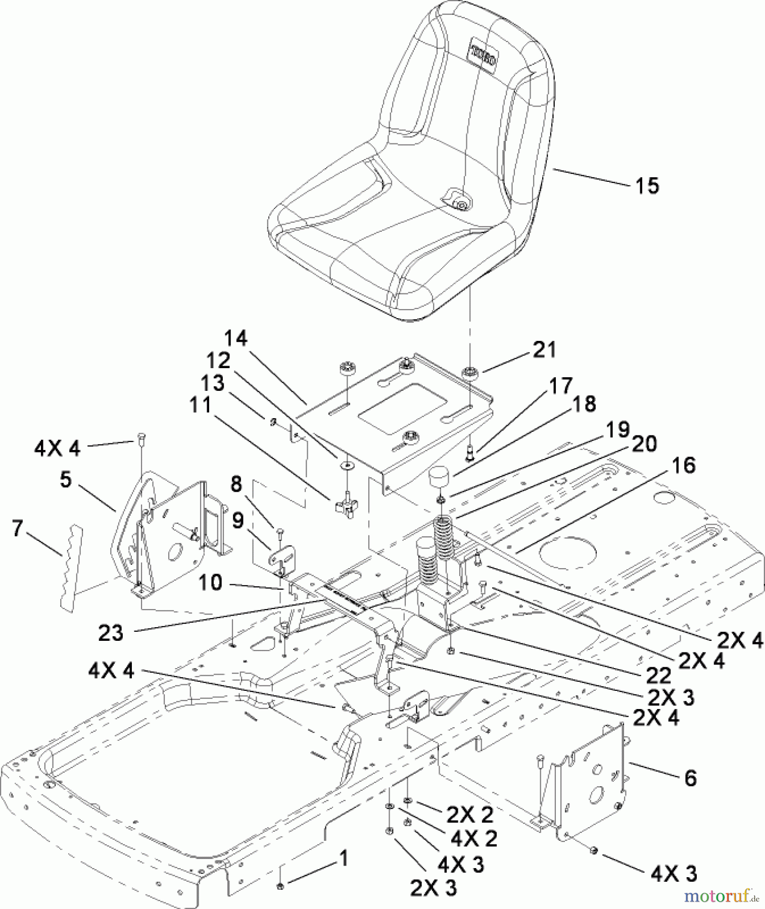 Toro Neu Mowers, Zero-Turn 74433 (ZD420) - Toro TimeCutter ZD420 Riding Mower, 2008 (280000001-280999999) SEAT ASSEMBLY