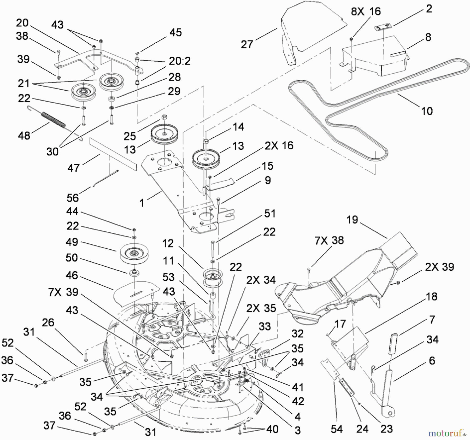 Toro Neu Mowers, Zero-Turn 74433 (ZD420) - Toro TimeCutter ZD420 Riding Mower, 2009 (290000001-290999999) 42 INCH TOP DECK ASSEMBLY