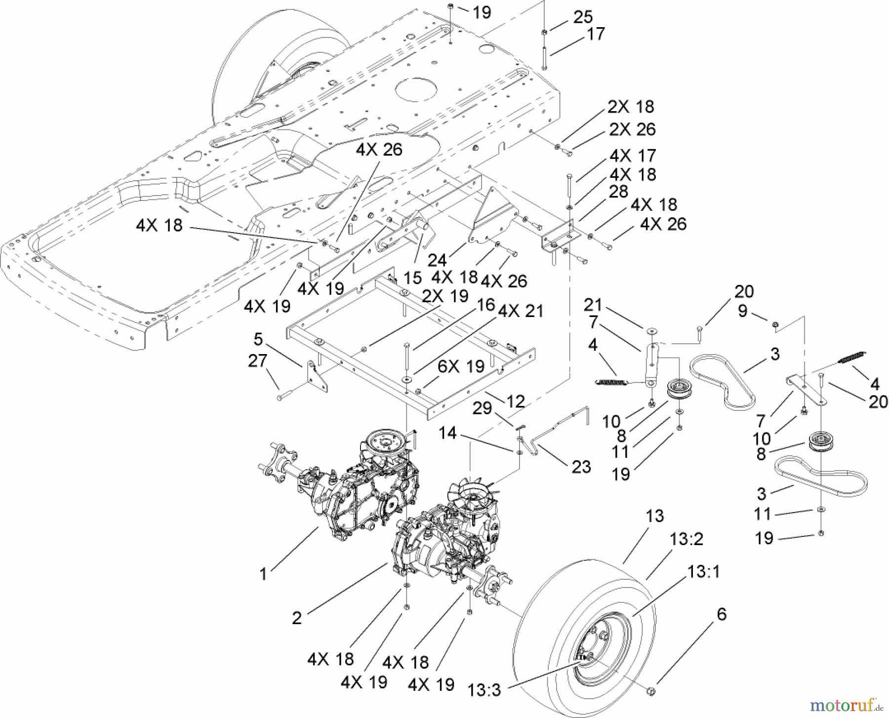 Toro Neu Mowers, Zero-Turn 74433 (ZD420) - Toro TimeCutter ZD420 Riding Mower, 2009 (290000001-290999999) DRIVE ASSEMBLY
