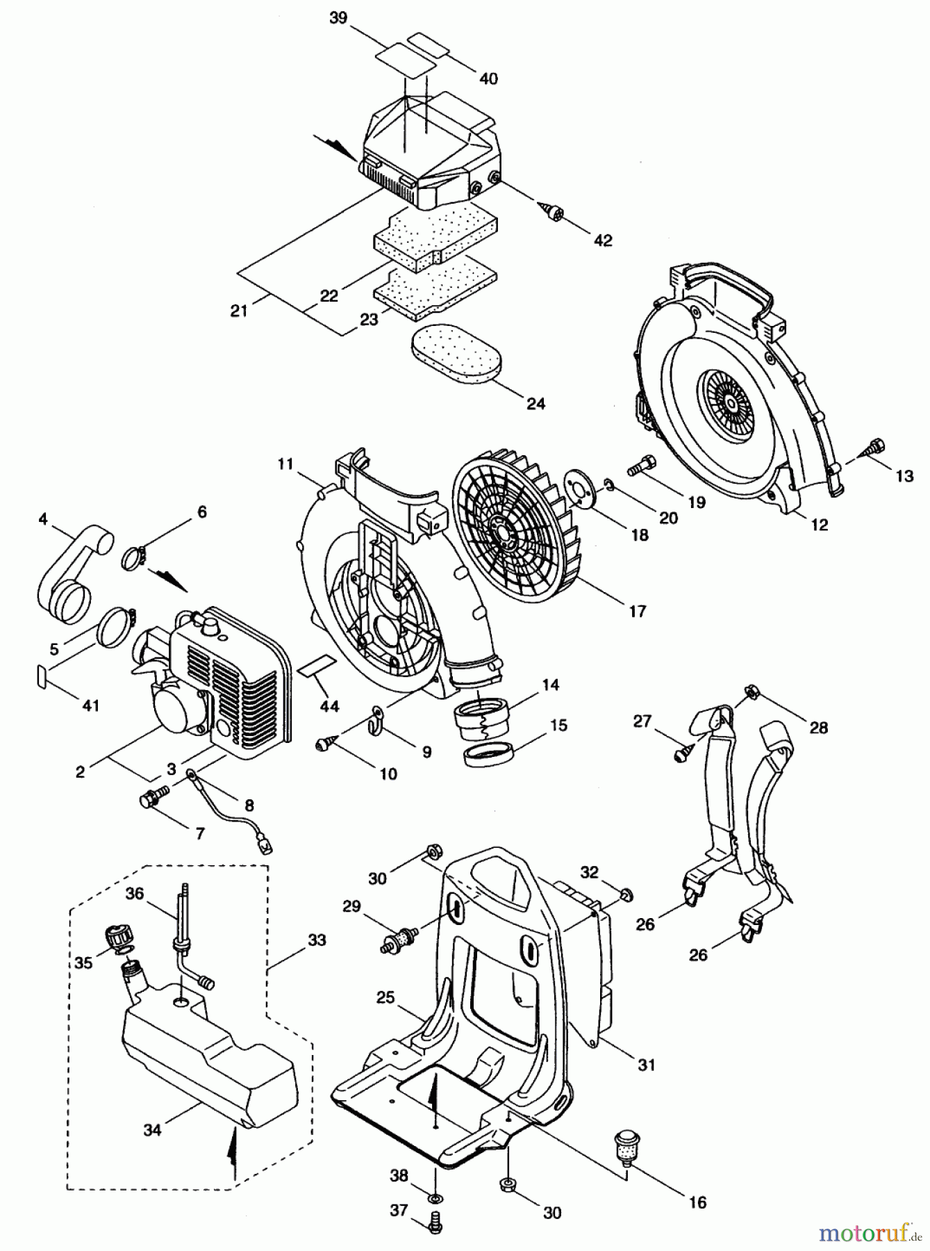  Toro Neu Blowers/Vacuums/Chippers/Shredders 53047 (BP 6900) - Toro BP 6900 Back Pack Blower, 1998 (8900001-8999999) MAIN BODY ASSEMBLY