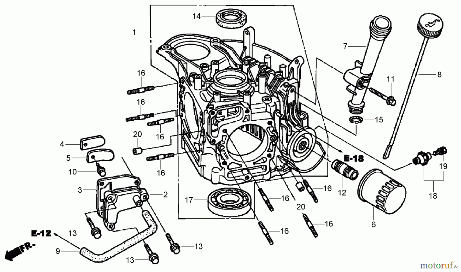 Toro Neu Mowers, Zero-Turn 74434 (ZD530) - Toro TimeCutter ZD530 Riding Mower, 2007 (270000001-270999999) CRANKCASE ASSEMBLY HONDA GXV530 EXA2