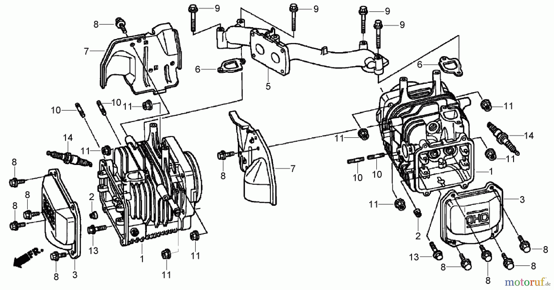 Toro Neu Mowers, Zero-Turn 74434 (ZD530) - Toro TimeCutter ZD530 Riding Mower, 2007 (270000001-270999999) CYLINDER ASSEMBLY HONDA GXV530 EXA2