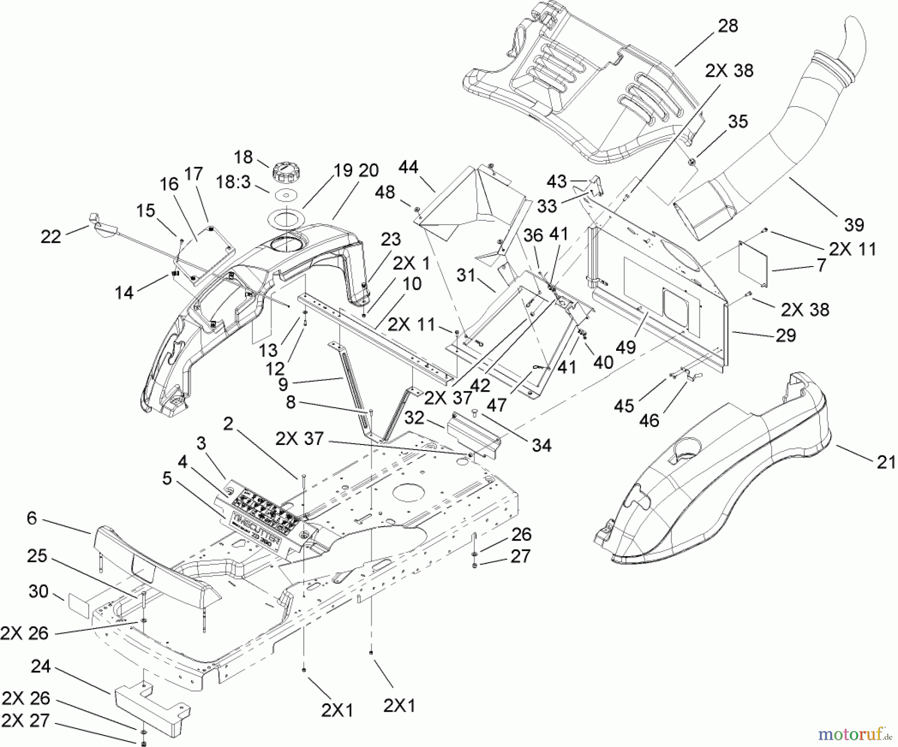 Toro Neu Mowers, Zero-Turn 74434 (ZD530) - Toro TimeCutter ZD530 Riding Mower, 2007 (270000001-270999999) STYLING ASSEMBLY