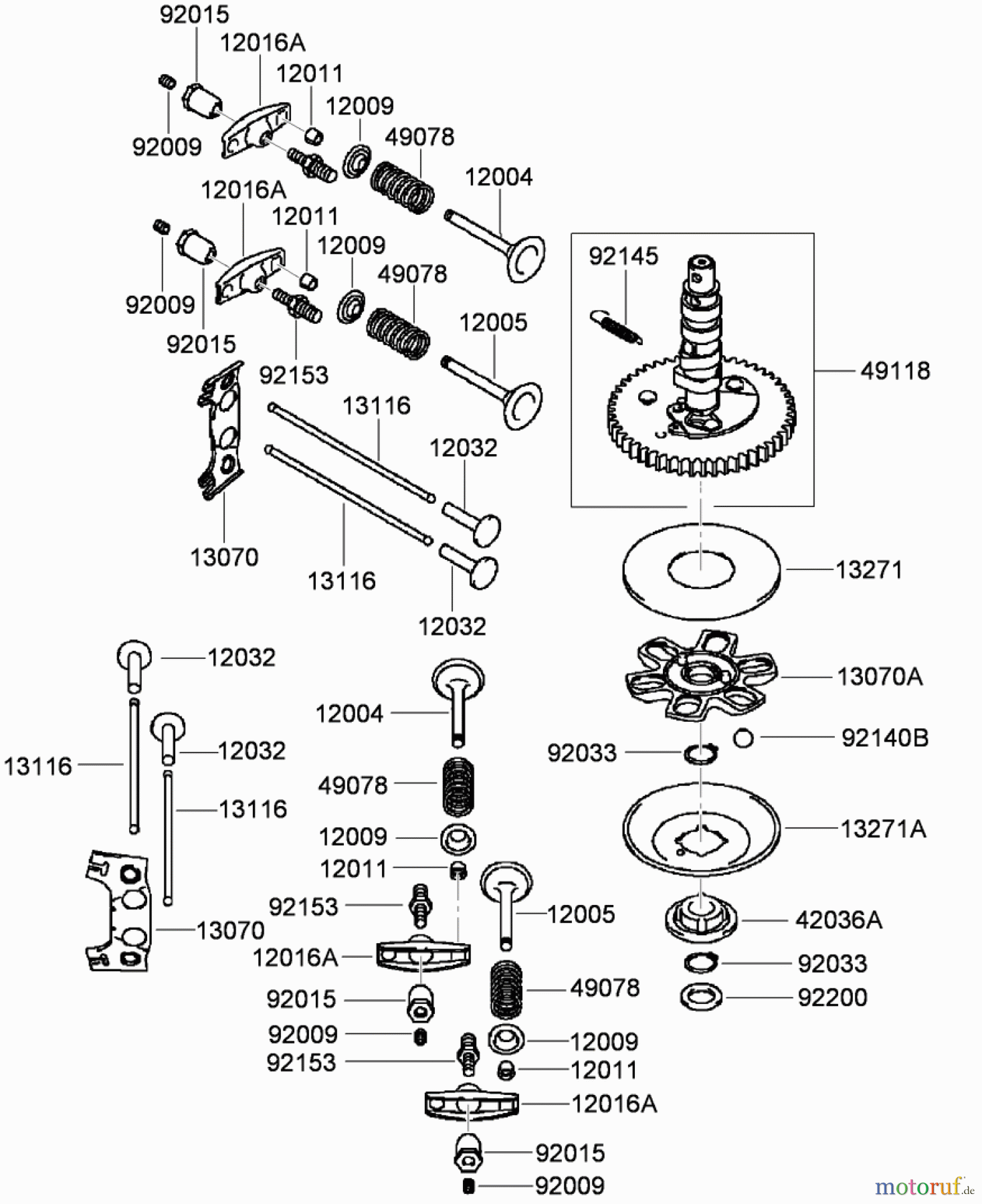 Toro Neu Mowers, Zero-Turn 74437 (ZD420T) - Toro TimeCutter ZD420T Riding Mower, 2009 (290000001-290999999) VALVE AND CAMSHAFT ASSEMBLY KAWASAKI FH541V-CS50