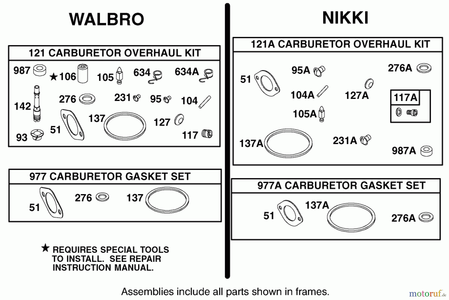 Toro Neu Mowers, Zero-Turn 74501 (Z16-44) - Toro Z16-44 TimeCutter Z Riding Mower, 2001 (210000001-210999999) CARBURETOR OVERHAUL KIT ASSEMBLY BRIGGS AND STRATTON 311777-0117-E1