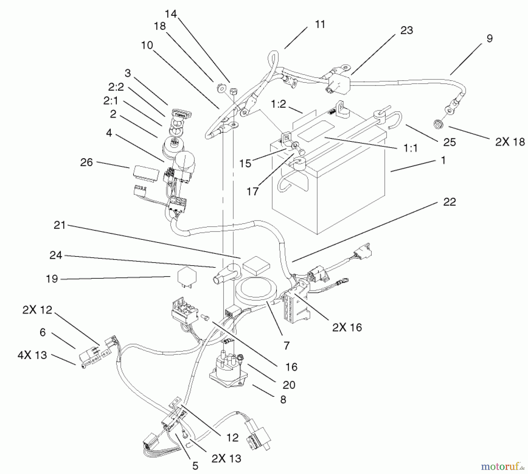  Toro Neu Mowers, Zero-Turn 74501 (Z16-44) - Toro Z16-44 TimeCutter Z Riding Mower, 2001 (210000001-210999999) ELECTRICAL ASSEMBLY