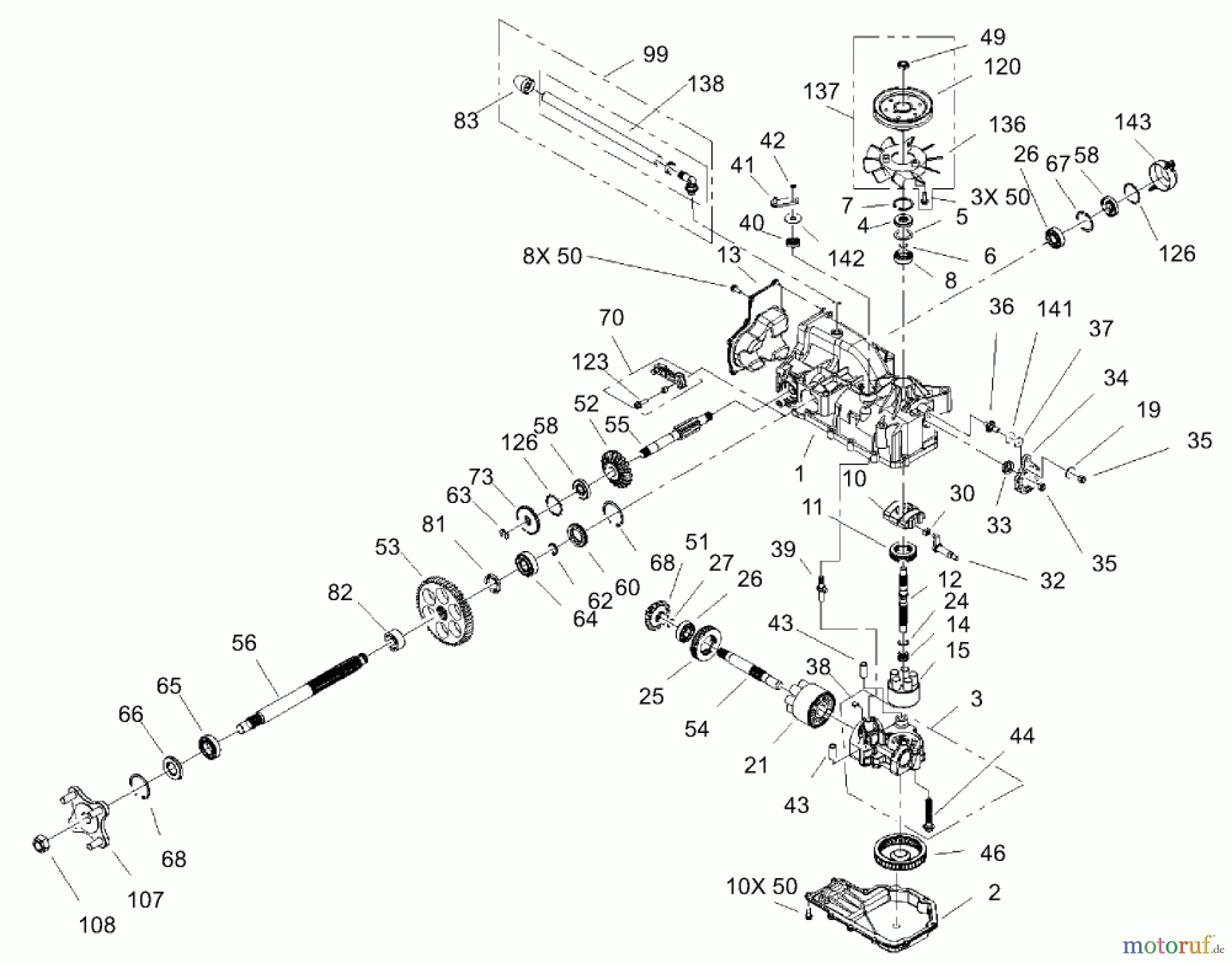 Toro Neu Mowers, Zero-Turn 74502 (17-44ZX) - Toro 17-44ZX TimeCutter ZX Riding Mower, 2003 (230000001-230999999) RH HYDRO TRANSAXLE ASSEMBLY NO. 107-1708