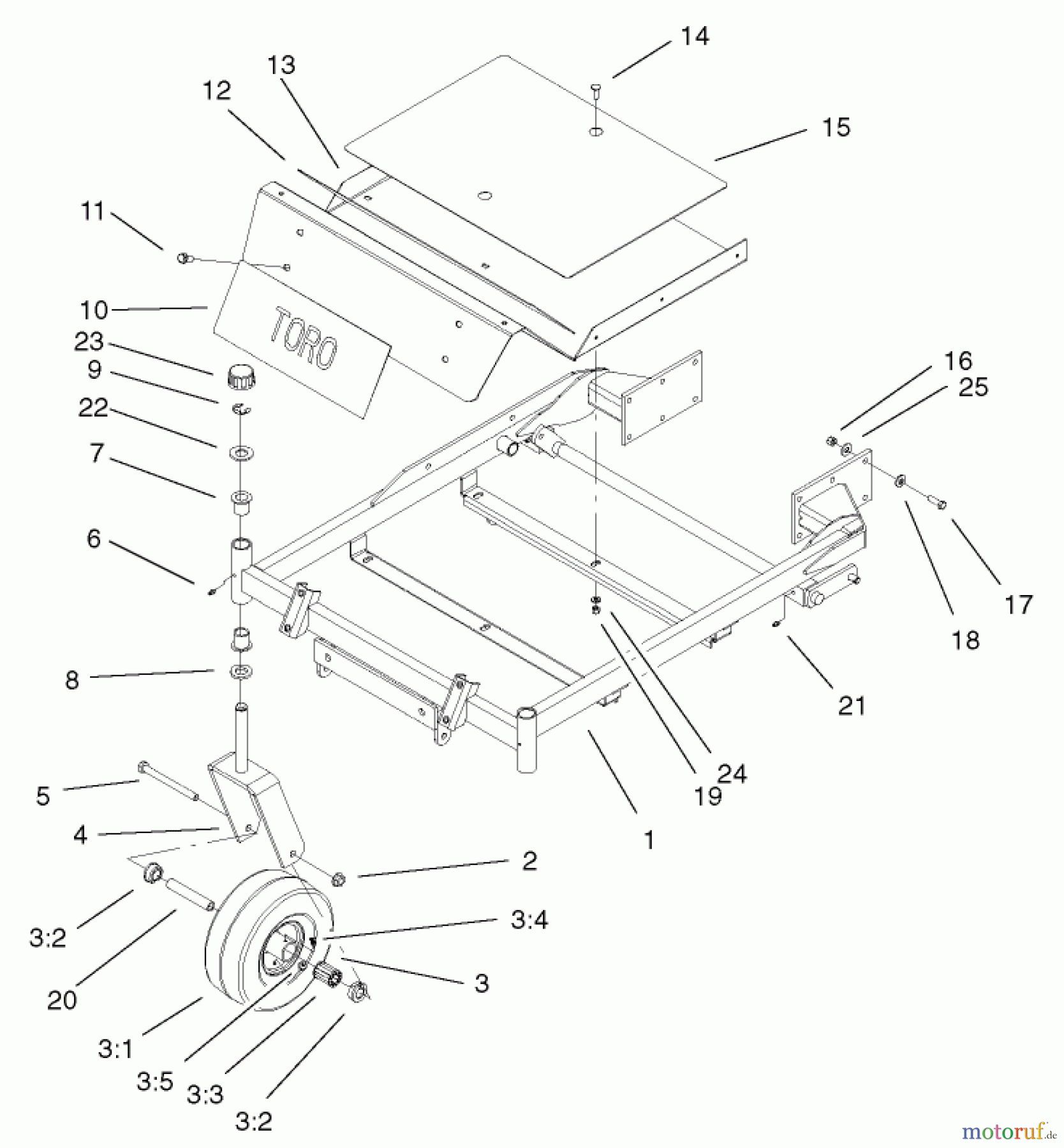  Toro Neu Mowers, Zero-Turn 74502 (Z16-44) - Toro Z16-44 TimeCutter Z Riding Mower, 2002 (220000001-220999999) FRONT FRAME ASSEMBLY