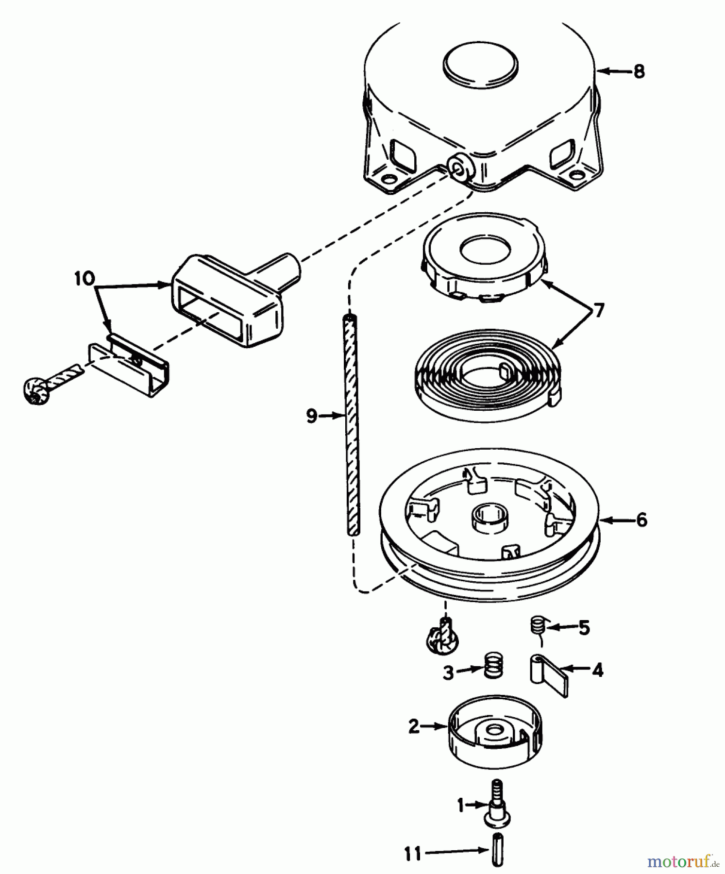 Toro Neu Blowers/Vacuums/Chippers/Shredders 62837 - Toro Shredder, 1973 (3000001-3999999) REWIND STARTER NO. 590420