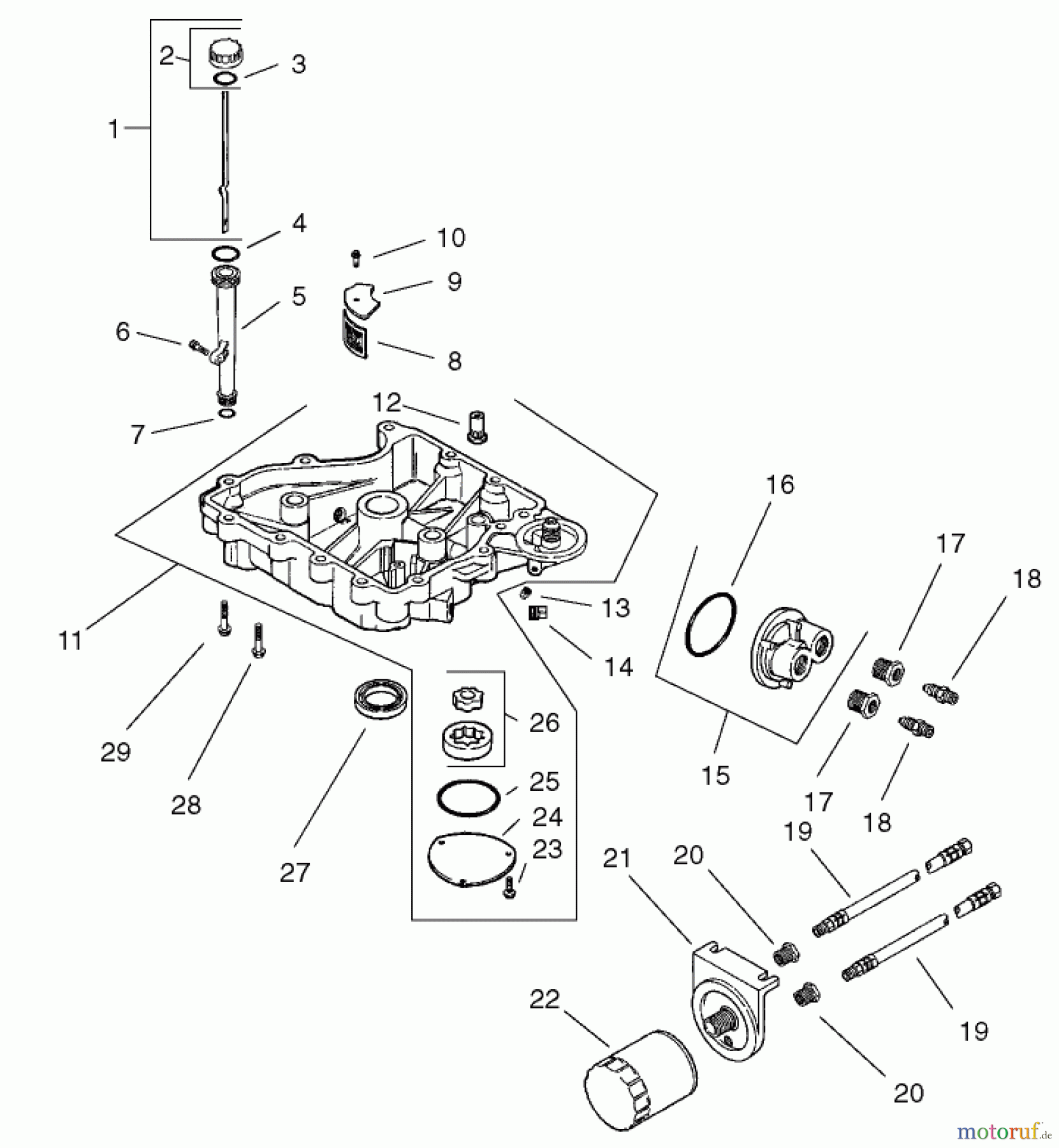 Toro Neu Mowers, Zero-Turn 74601 (Z17-44) - Toro Z17-44 TimeCutter Z Riding Mower, 2001 (210000001-210999999) OIL PAN / LUBRICATION ASSEMBLY KOHLER CV 490-27503