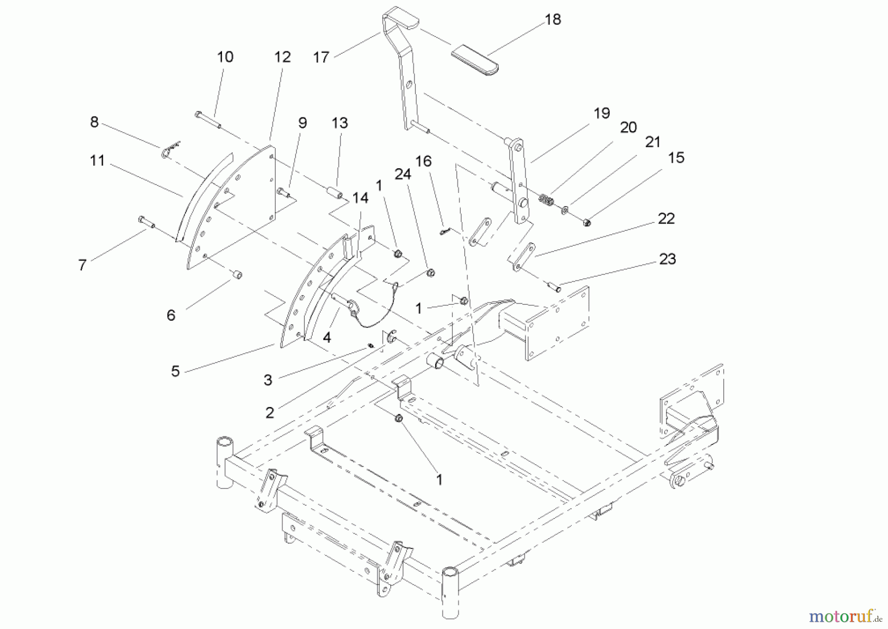 Toro Neu Mowers, Zero-Turn 74602 (18-44ZX) - Toro 18-44ZX TimeCutter ZX Riding Mower, 2004 (240000001-240999999) HEIGHT-OF-CUT HANDLE AND PLATE ASSEMBLY