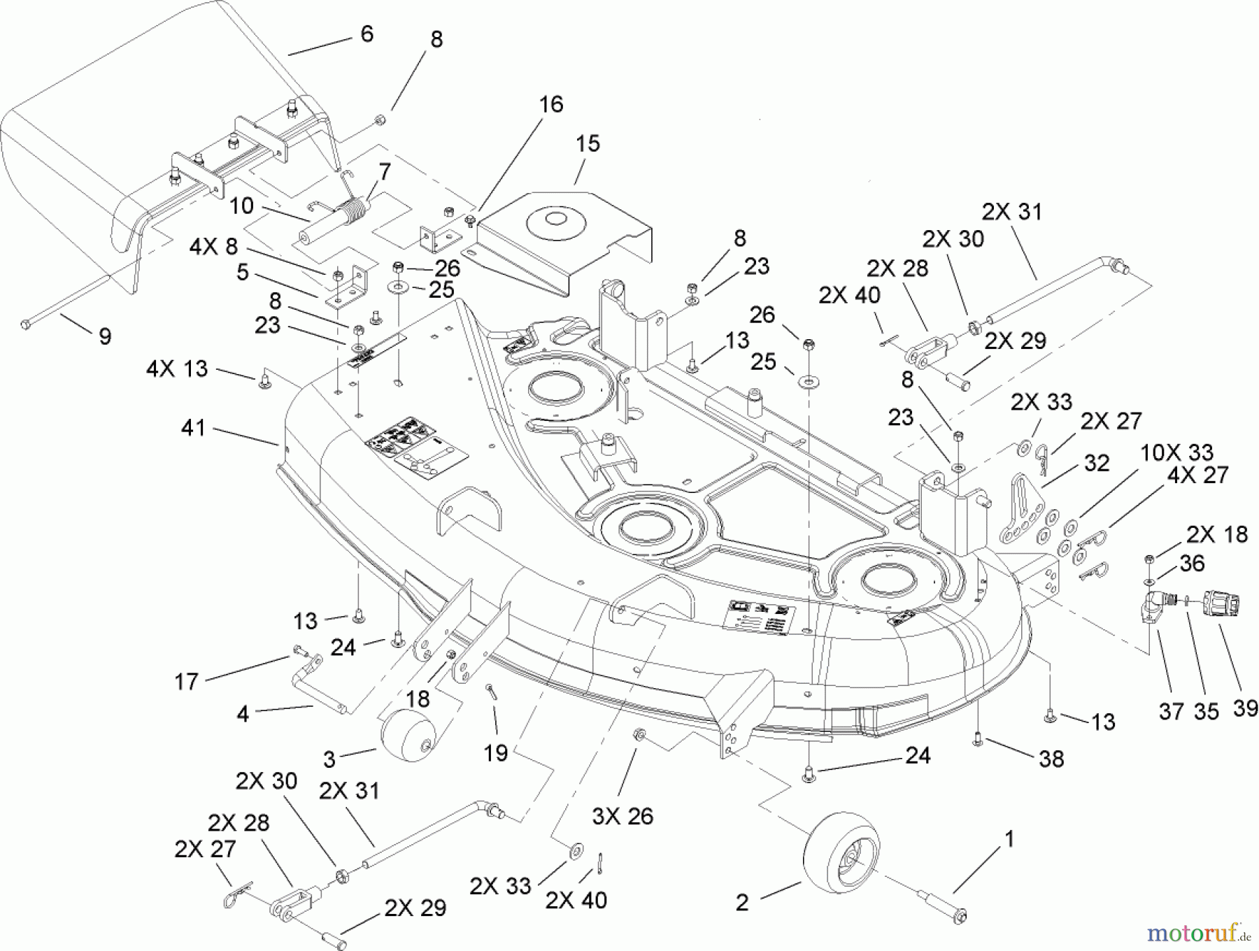  Toro Neu Mowers, Zero-Turn 74603 (ZX440) - Toro TimeCutter ZX440 Riding Mower, 2007 (270000001-270999999) 44IN DECK ASSEMBLY