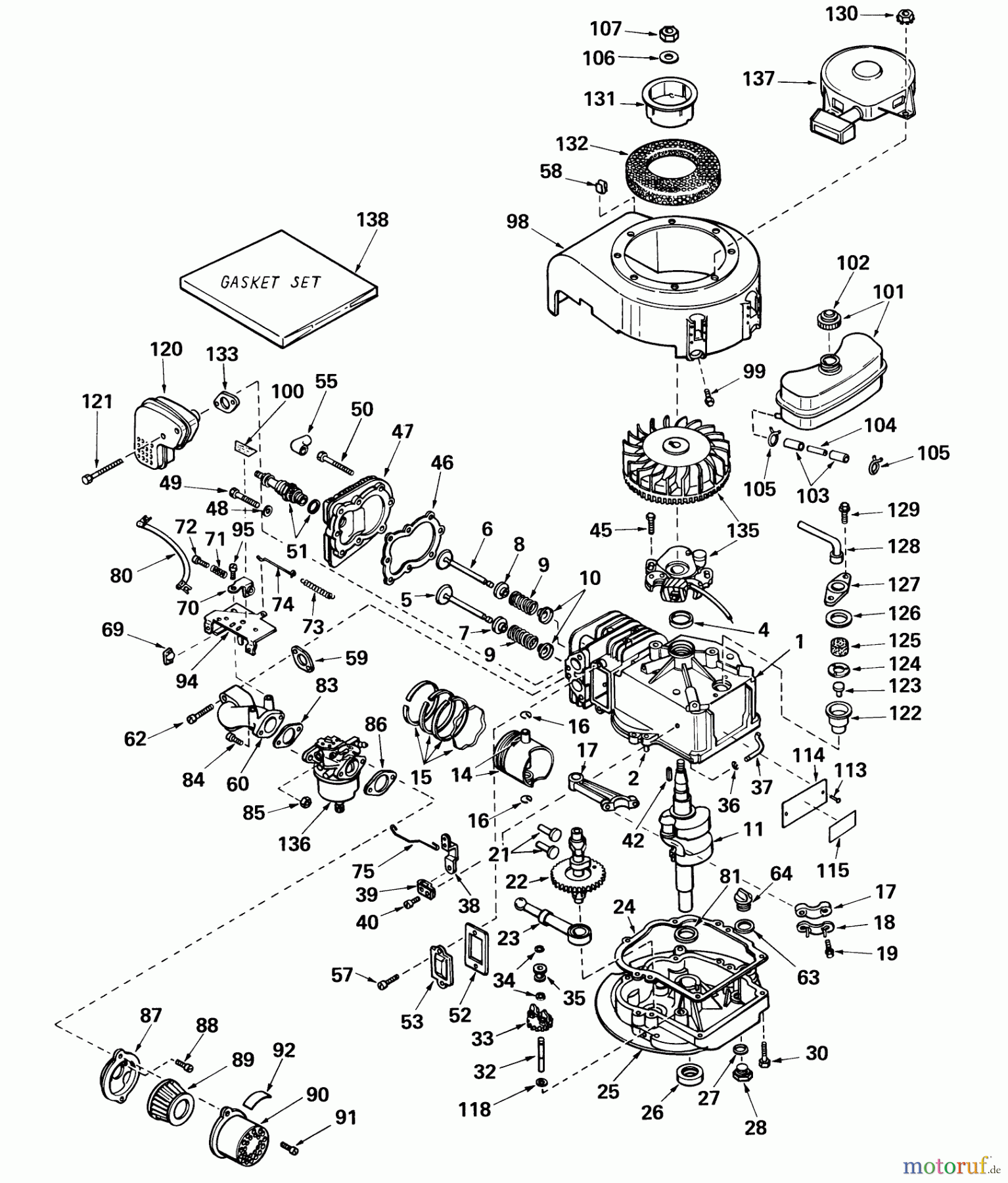 Toro Neu Blowers/Vacuums/Chippers/Shredders 62853 - Toro Shredder, 1973 (3000001-3999999) ENGINE MODEL NO. LAV 50 TYPE 62001 TECUMSEH PRODUCTS