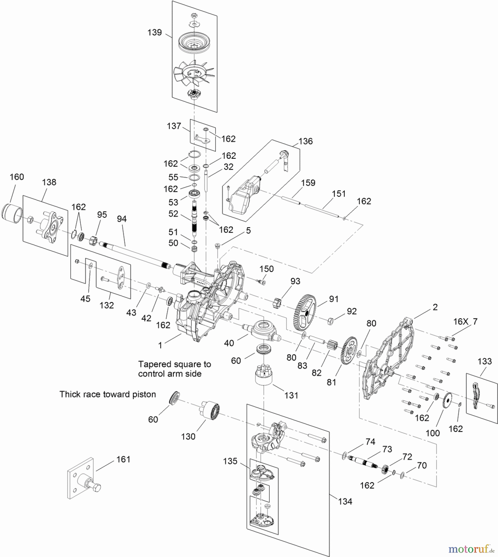 Toro Neu Mowers, Zero-Turn 74621 (3200) - Toro TimeCutter SS 3200 Riding Mower, 2012 (SN 312000001-312999999) LEFT HAND HYDRO TRANSAXLE ASSEMBLY NO. 119-3330