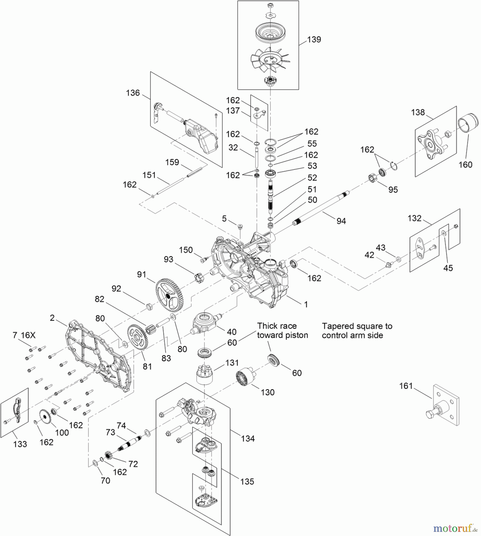 Toro Neu Mowers, Zero-Turn 74621 (3200) - Toro TimeCutter SS 3200 Riding Mower, 2012 (SN 312000001-312999999) RIGHT HAND HYDRO TRANSAXLE ASSEMBLY NO. 119-3331