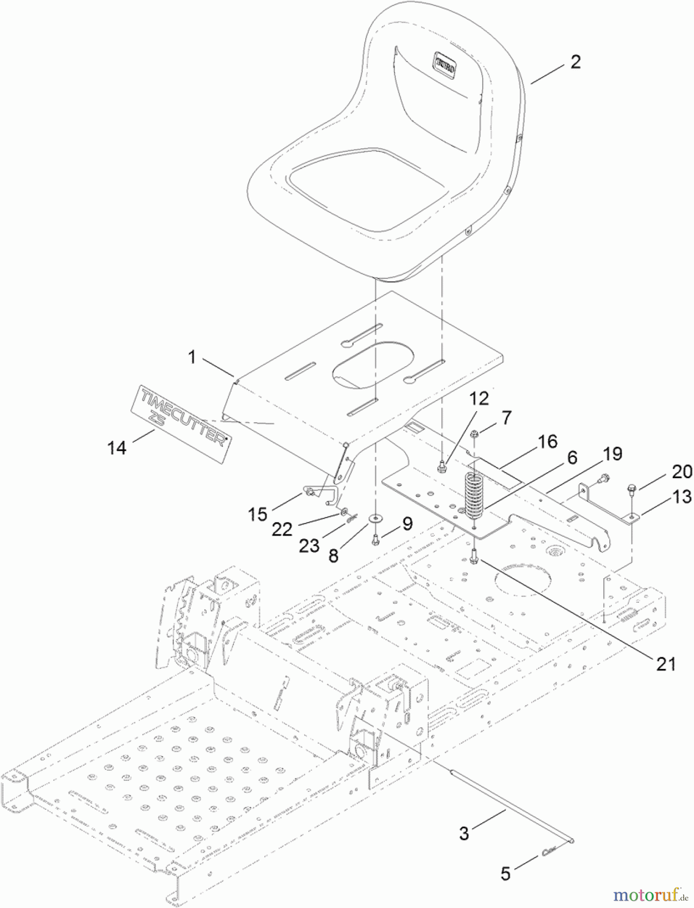  Toro Neu Mowers, Zero-Turn 74621 (3200) - Toro TimeCutter SS 3200 Riding Mower, 2012 (SN 312000001-312999999) SEAT ASSEMBLY