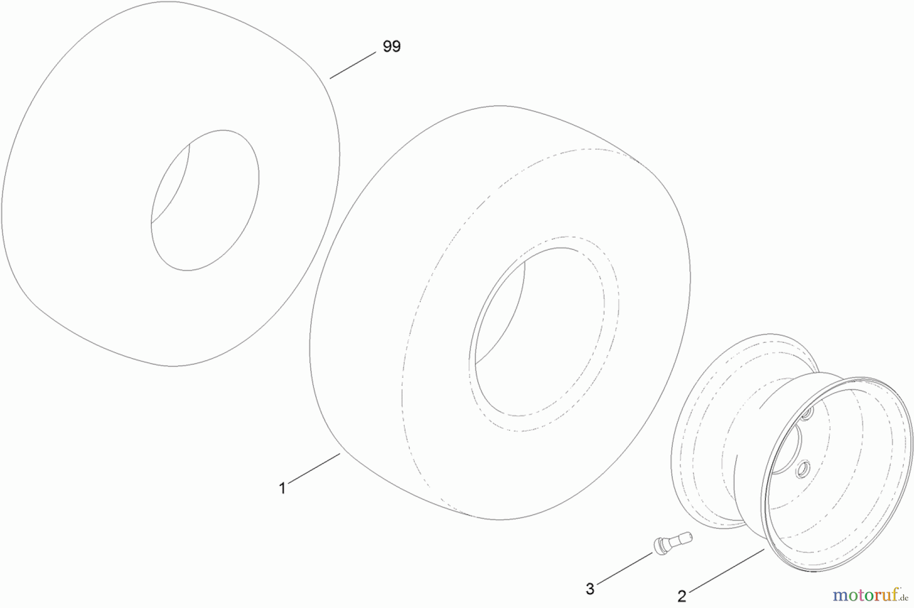 Toro Neu Mowers, Zero-Turn 74625 (4235) - Toro TimeCutter SS 4235 Riding Mower, 2011 (311000001-311999999) WHEEL AND TIRE ASSEMBLY NO. 120-5523