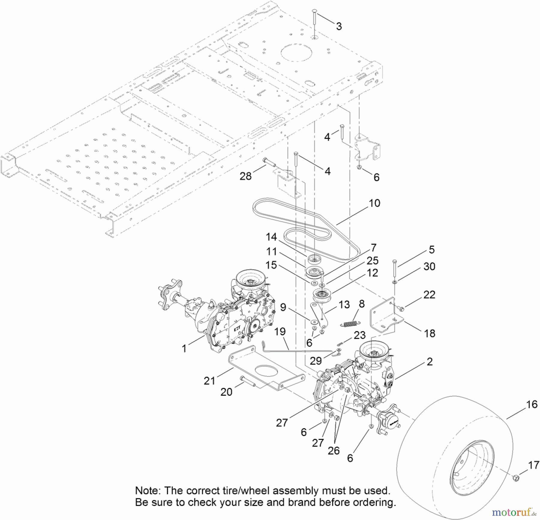 Toro Neu Mowers, Zero-Turn 74626 (4260) - Toro TimeCutter SS 4260 Riding Mower, 2011 (311000001-311999999) HYDRO TRANSAXLE DRIVE AND REAR WHEEL ASSEMBLY