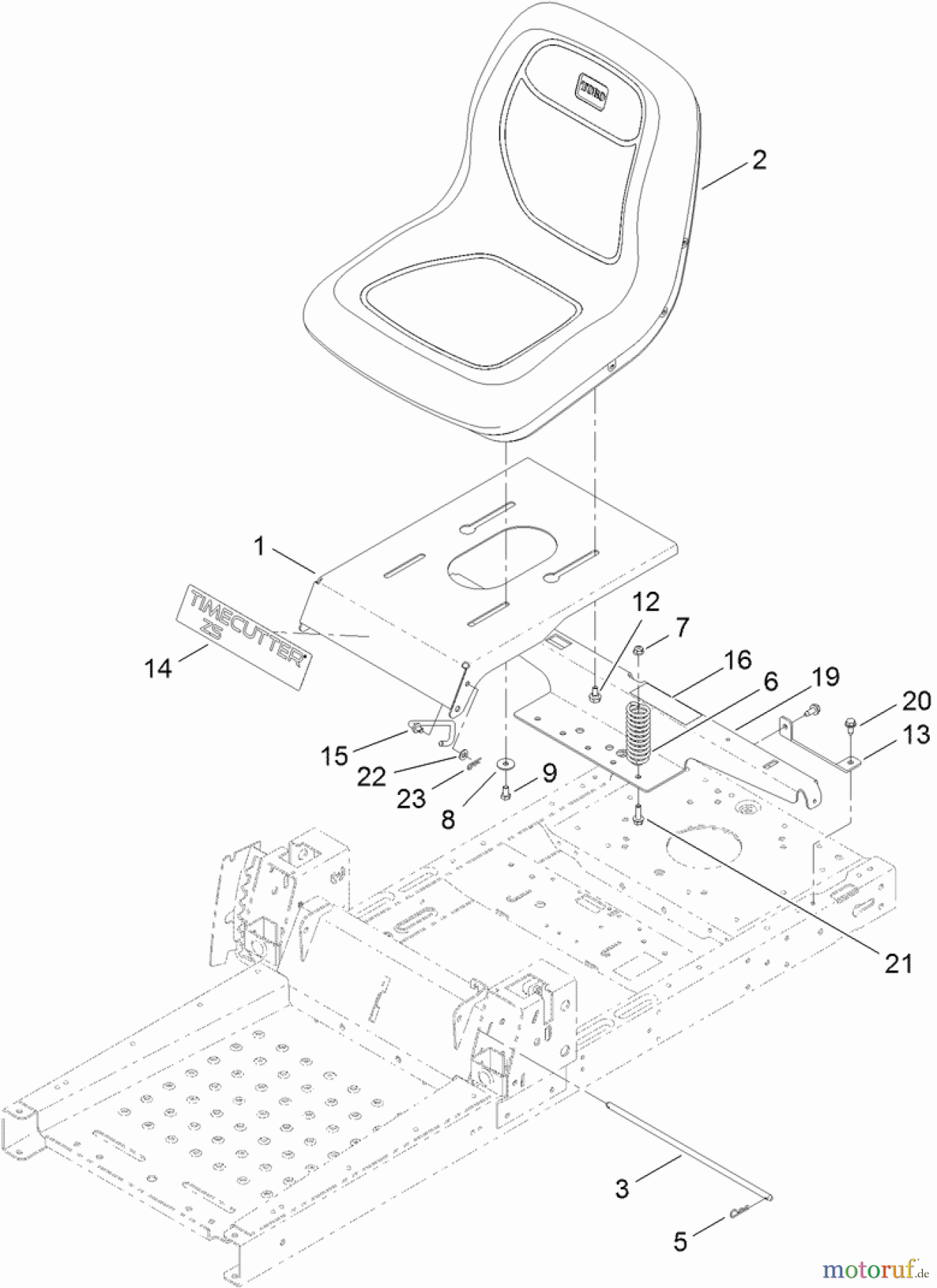 Toro Neu Mowers, Zero-Turn 74626 (4260) - Toro TimeCutter SS 4260 Riding Mower, 2012 (SN 312000001-312999999) SEAT ASSEMBLY