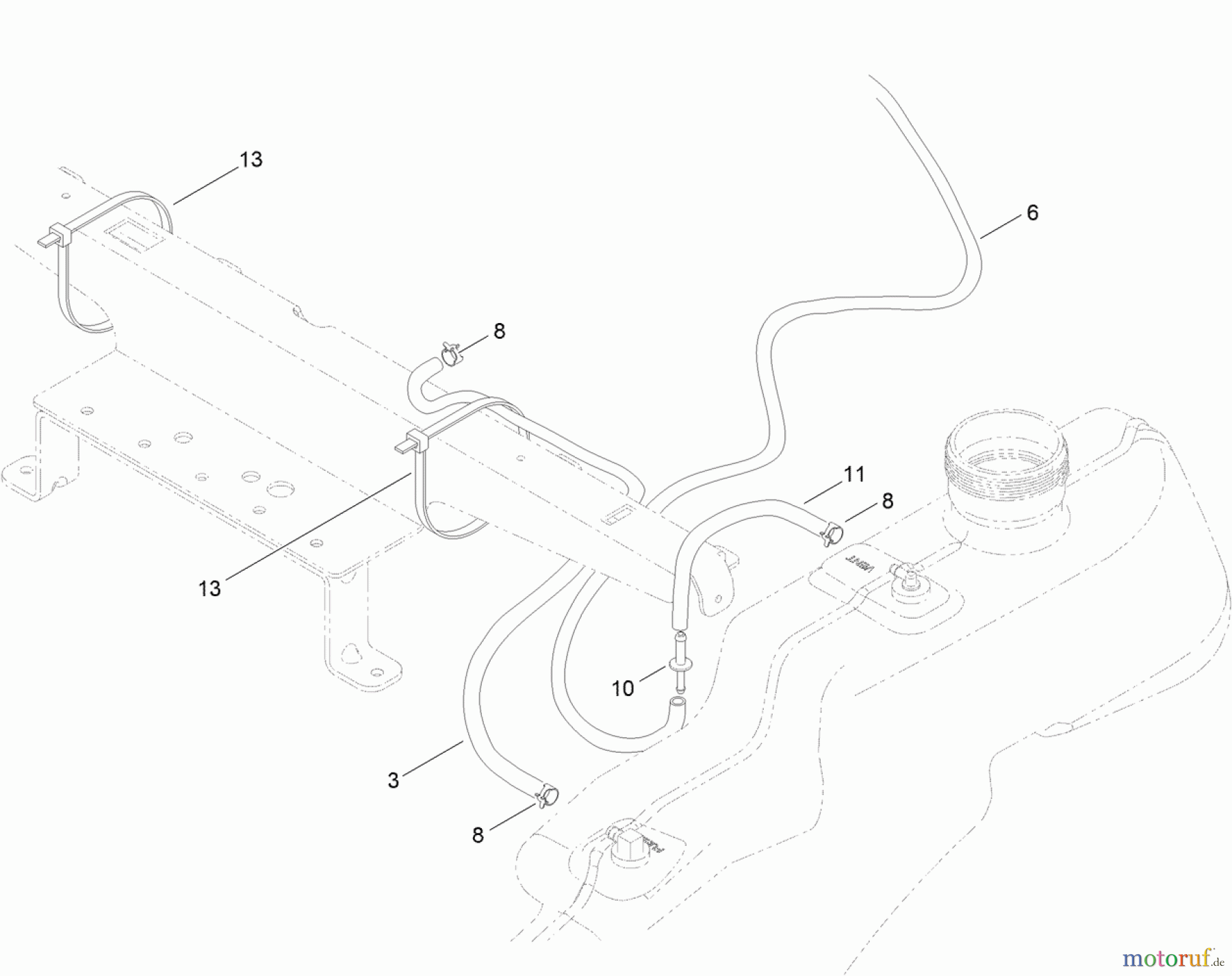 Toro Neu Mowers, Zero-Turn 74627 (4235) - Toro TimeCutter SS 4235 Riding Mower, 2012 (SN 312000001-312999999) FUEL DELIVERY ASSEMBLY