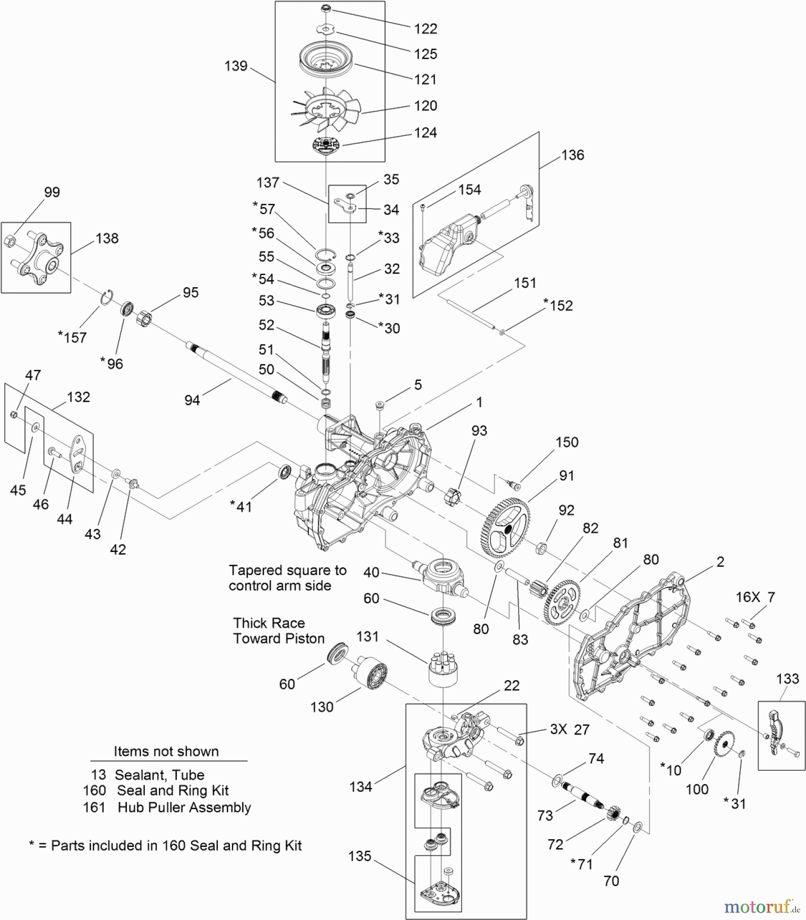 Toro Neu Mowers, Zero-Turn 74628 (4235) - Toro TimeCutter SS 4235 Riding Mower, 2012 (SN 312000001-312999999) RIGHT HAND HYDRO TRANSAXLE ASSEMBLY NO. 119-3331