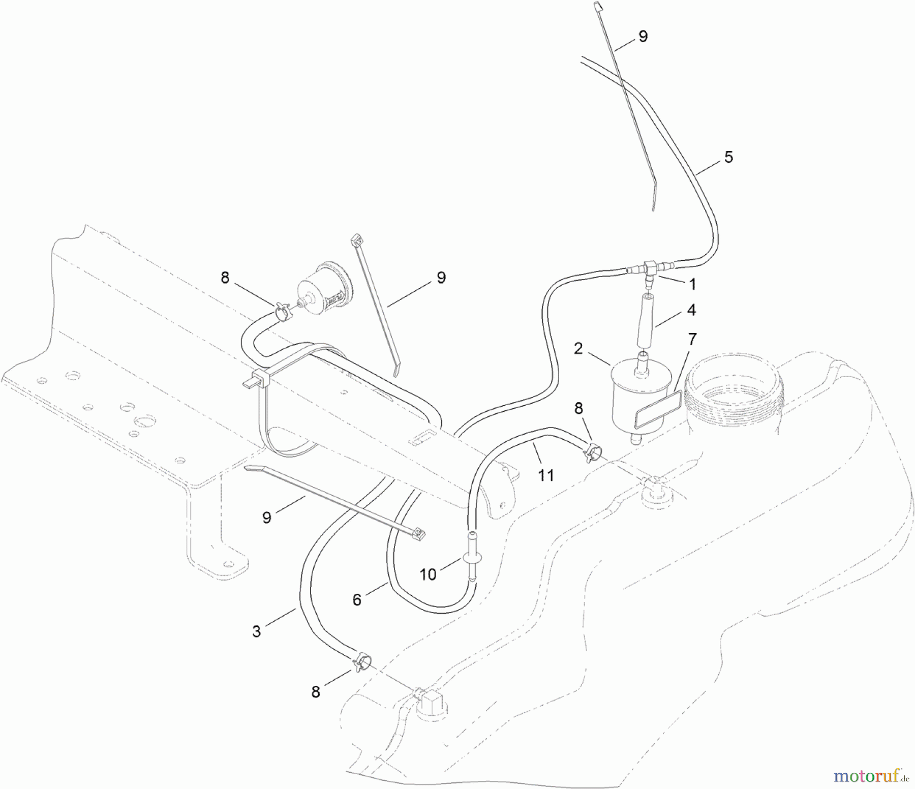  Toro Neu Mowers, Zero-Turn 74630 (5000) - Toro TimeCutter SS 5000 Riding Mower, 2011 (311000001-311999999) FUEL DELIVERY ASSEMBLY