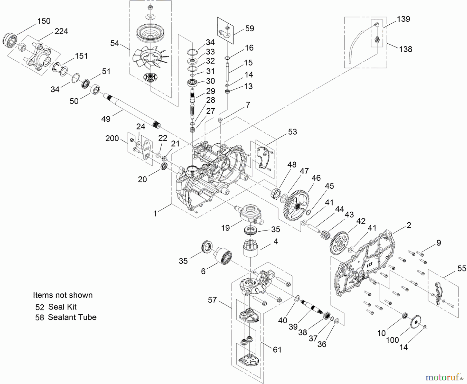  Toro Neu Mowers, Zero-Turn 74630 (5000) - Toro TimeCutter SS 5000 Riding Mower, 2011 (311000001-311999999) LH HYDRO TRANSAXLE ASSEMBLY NO. 119-3350