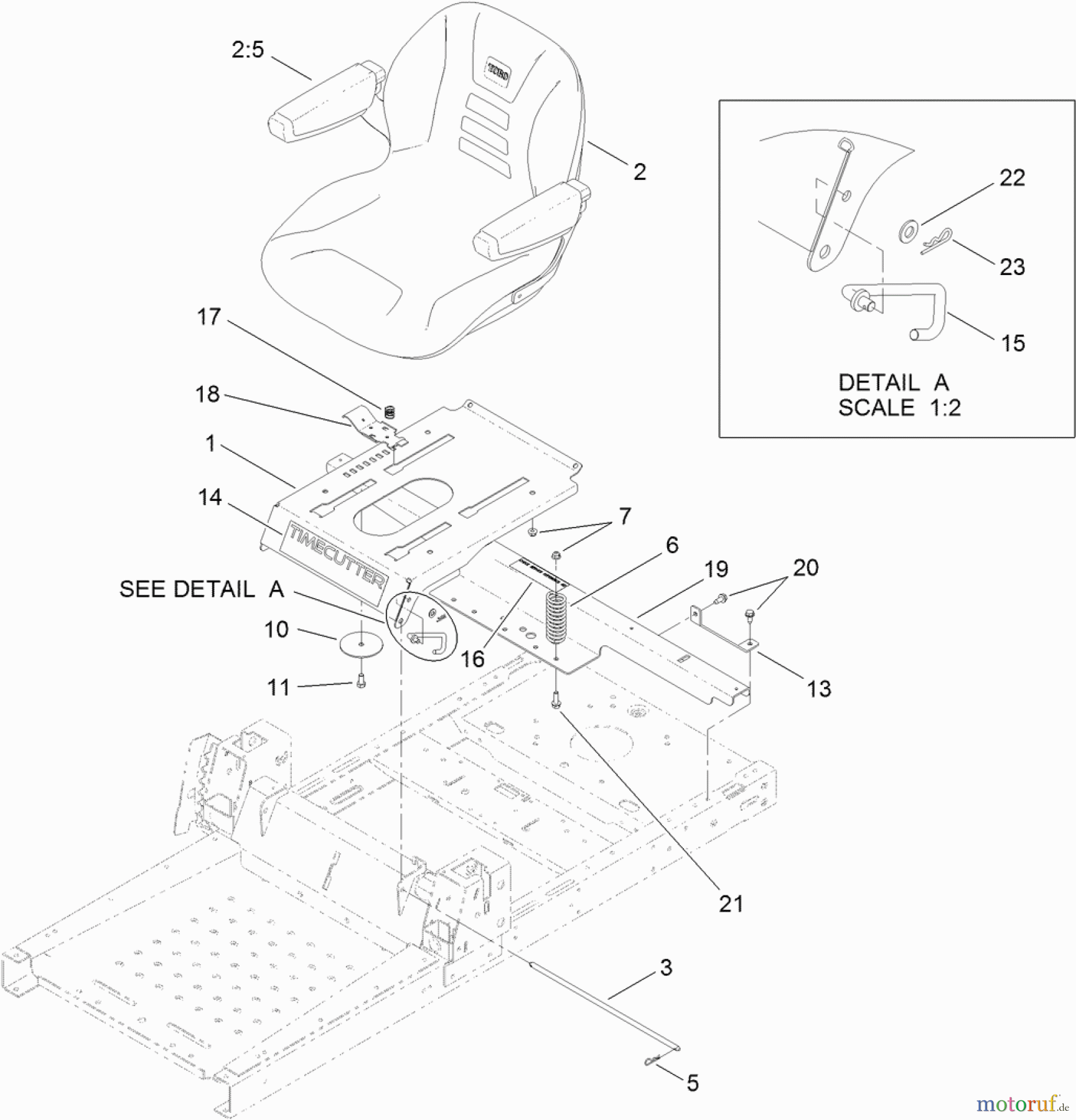  Toro Neu Mowers, Zero-Turn 74632 (5060) - Toro TimeCutter SS 5060 Riding Mower, 2011 (311000001-311999999) SEAT ASSEMBLY
