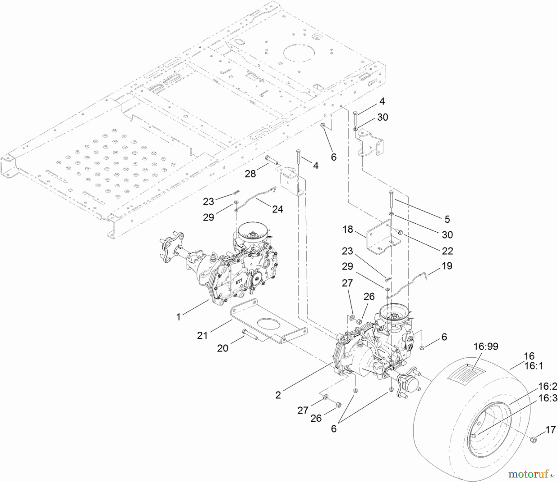 Toro Neu Mowers, Zero-Turn 74640 (4260) - Toro TimeCutter MX 4260 Riding Mower, 2012 (SN 312000001-312999999) HYDRO TRANSAXLE ASSEMBLY