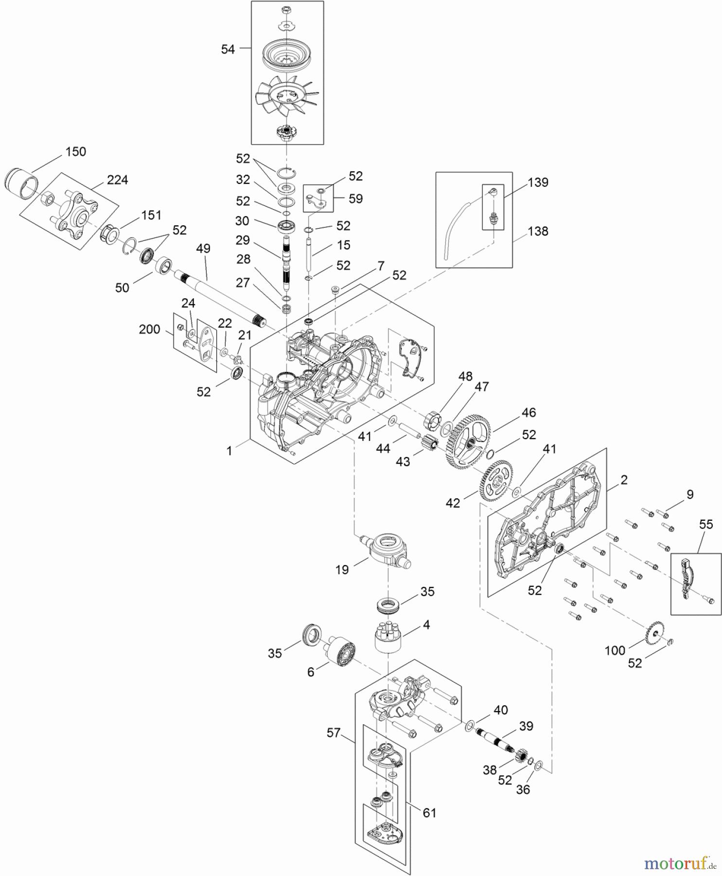 Toro Neu Mowers, Zero-Turn 74640 (4260) - Toro TimeCutter MX 4260 Riding Mower, 2012 (SN 312000001-312999999) LEFT HAND HYDRO TRANSAXLE ASSEMBLY NO. 119-3340