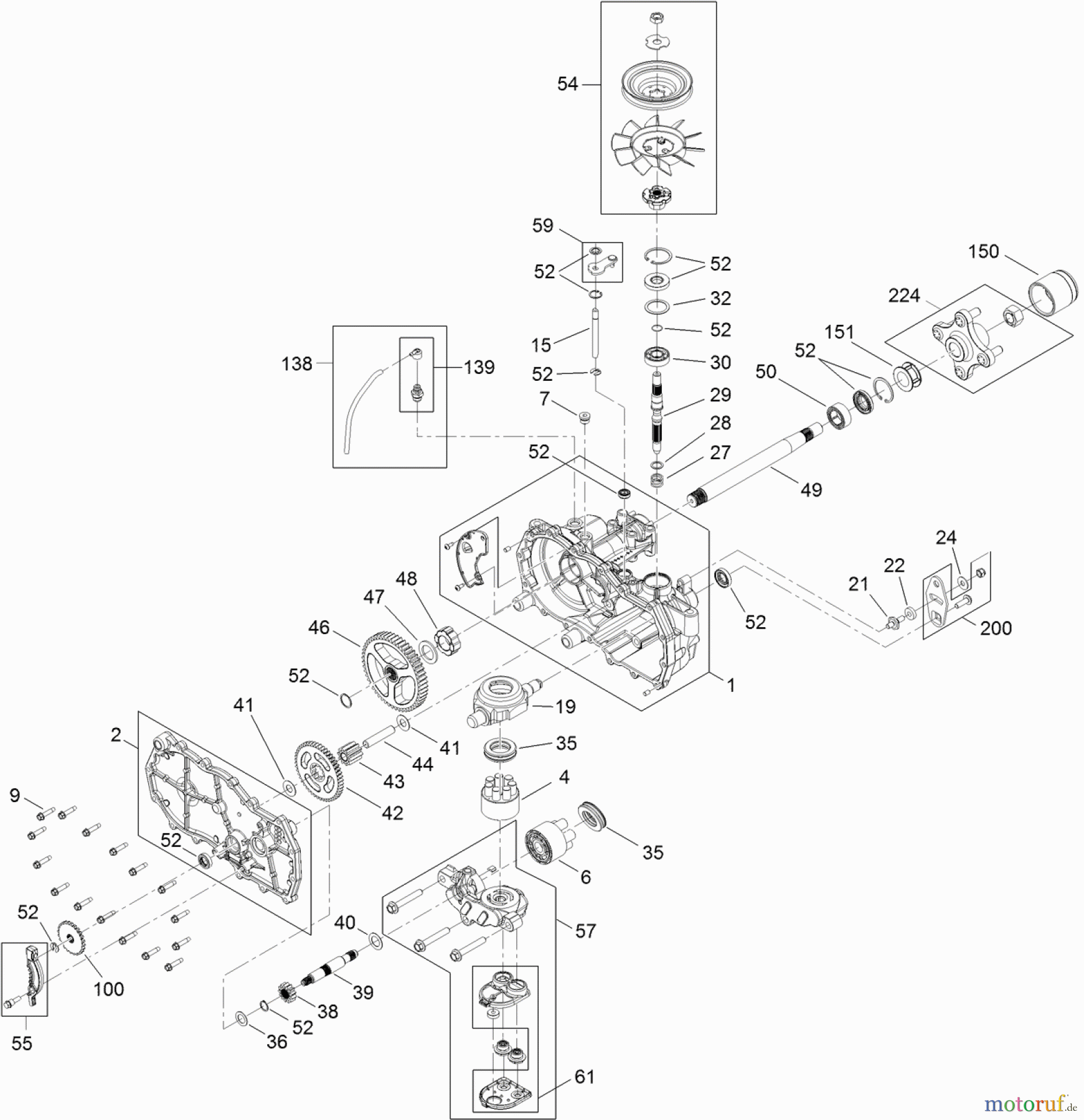 Toro Neu Mowers, Zero-Turn 74640 (4260) - Toro TimeCutter MX 4260 Riding Mower, 2012 (SN 312000001-312999999) RIGHT HAND HYDRO TRANSAXLE ASSEMBLY NO. 119-3341