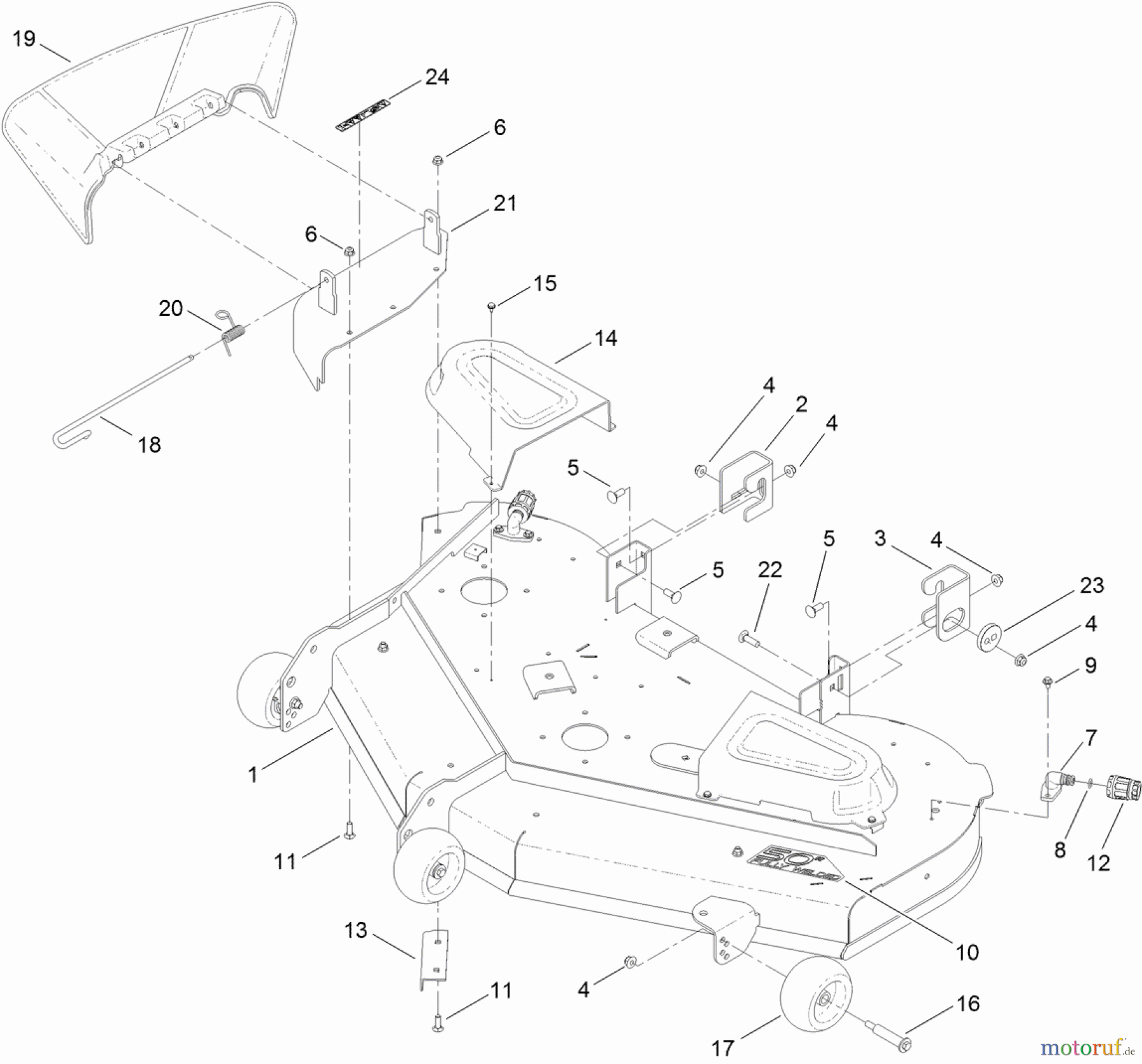 Toro Neu Mowers, Zero-Turn 74641 (5060) - Toro TimeCutter MX 5060 Riding Mower, 2012 (SN 312000001-312999999) 50 INCH DECK ASSEMBLY