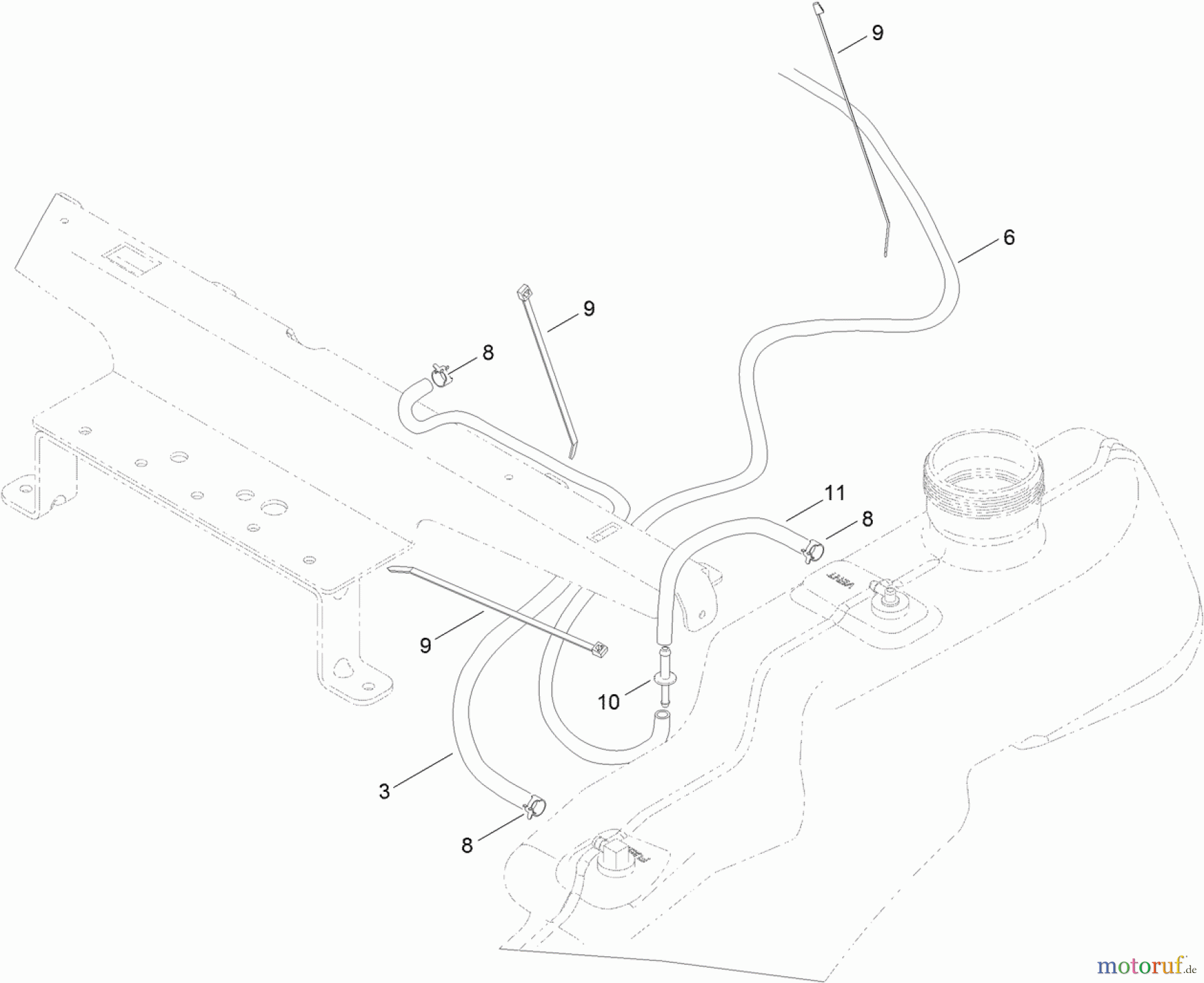 Toro Neu Mowers, Zero-Turn 74641 (5060) - Toro TimeCutter MX 5060 Riding Mower, 2012 (SN 312000001-312999999) FUEL DELIVERY ASSEMBLY