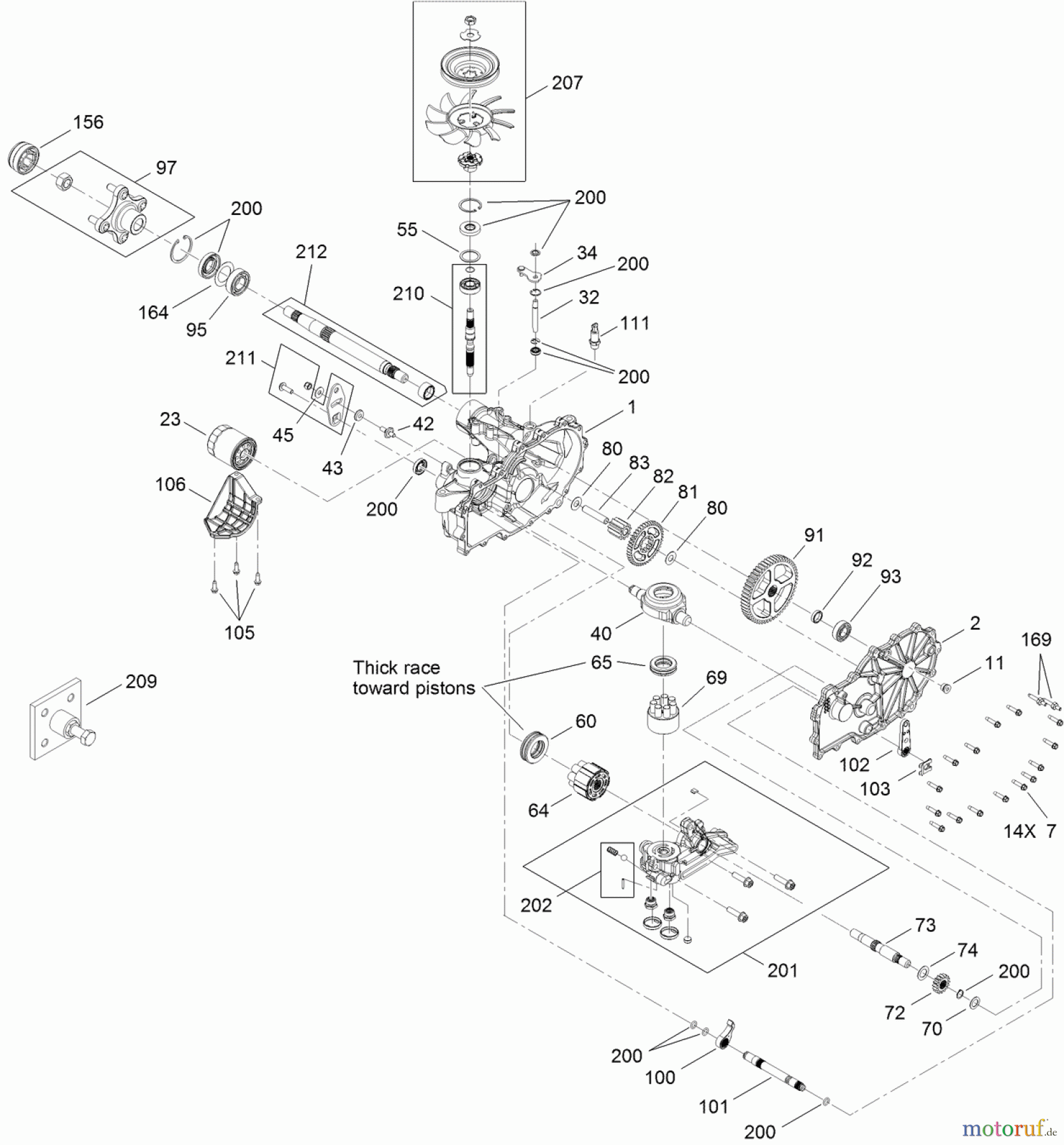 Toro Neu Mowers, Zero-Turn 74641 (5060) - Toro TimeCutter MX 5060 Riding Mower, 2012 (SN 312000001-312999999) LEFT HAND HYDRO TRANSAXLE ASSEMBLY NO. 119-3360