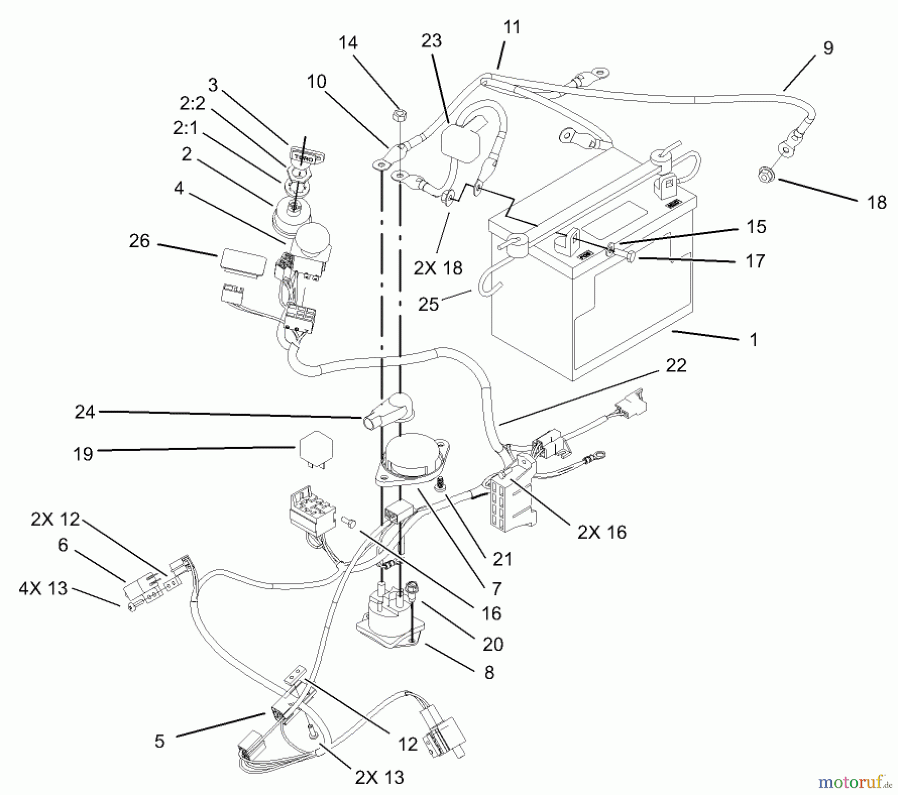 Toro Neu Mowers, Zero-Turn 74701 (17-52ZX) - Toro 17-52ZX TimeCutter ZX Riding Mower, 2003 (230000001-230999999) ELECTRICAL ASSEMBLY