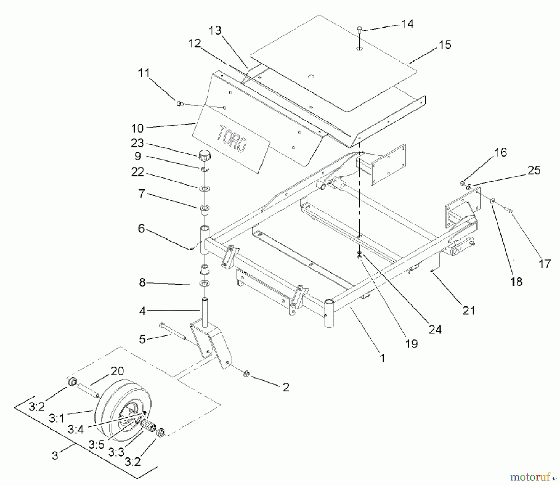 Toro Neu Mowers, Zero-Turn 74701 (17-52ZX) - Toro 17-52ZX TimeCutter ZX Riding Mower, 2003 (230000001-230999999) FRONT FRAME ASSEMBLY
