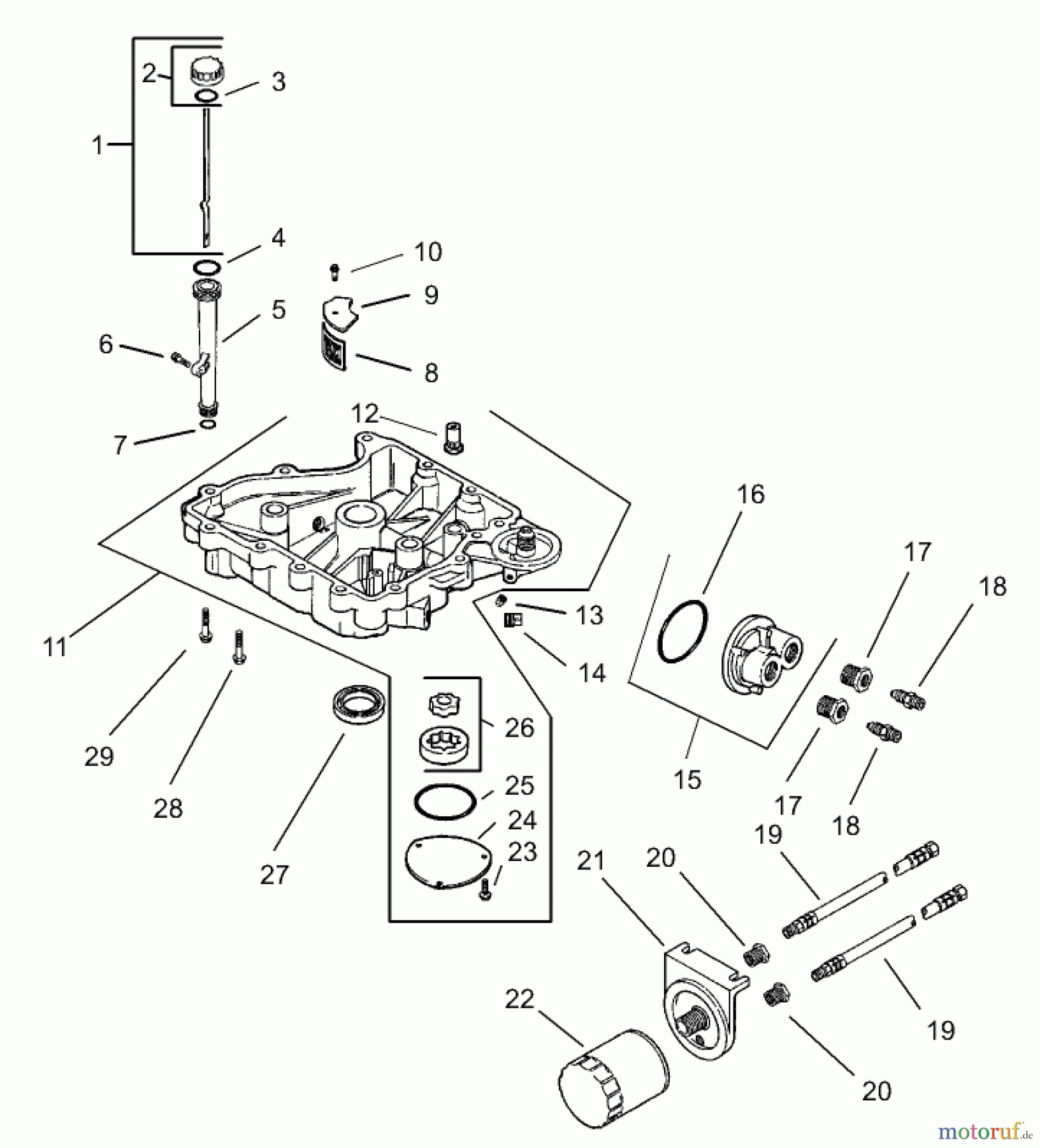 Toro Neu Mowers, Zero-Turn 74701 (17-52ZX) - Toro 17-52ZX TimeCutter ZX Riding Mower, 2003 (230000001-230999999) OIL PAN/LUBRICATION ASSEMBLY KOHLER CV 490S-27503
