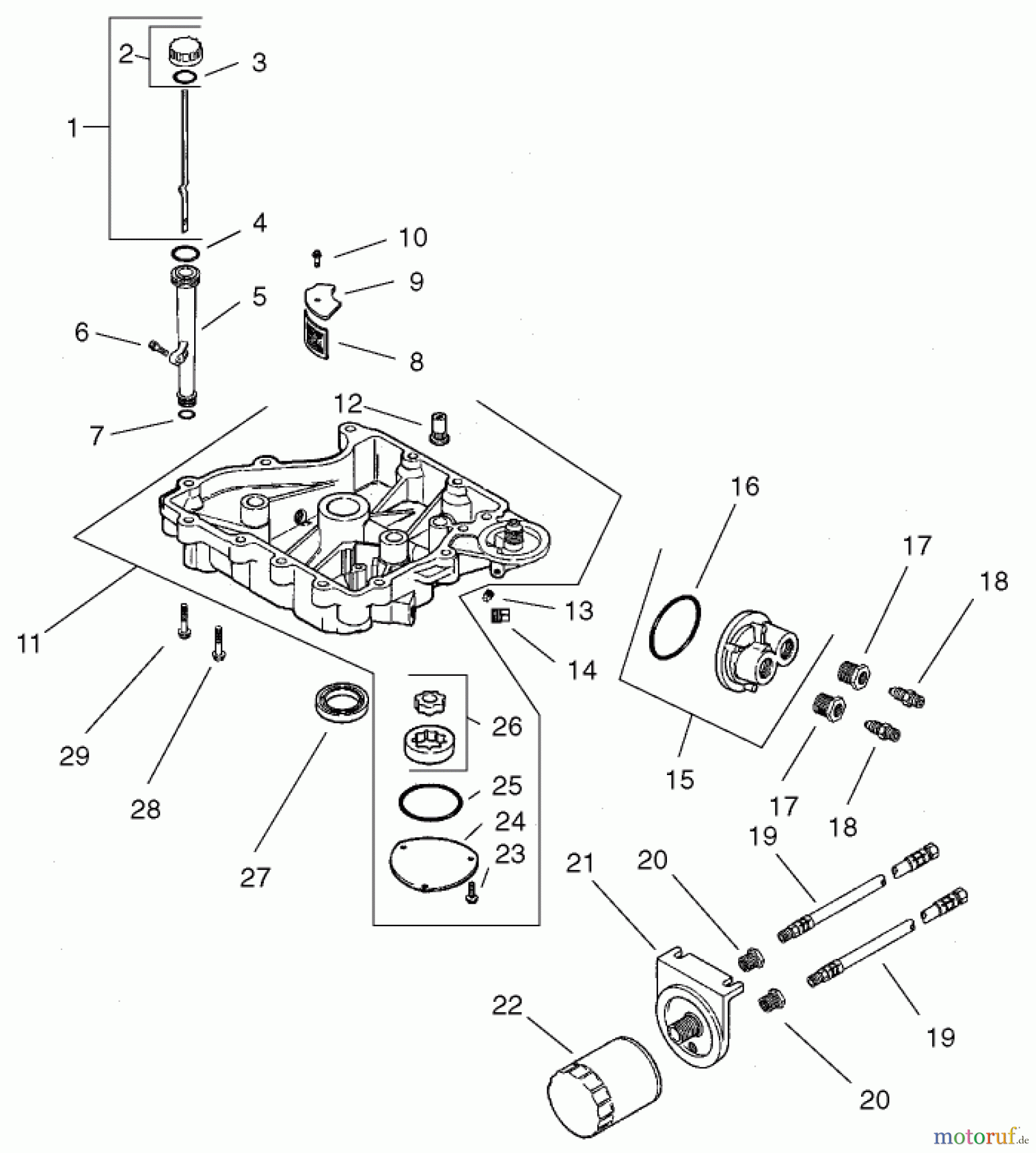 Toro Neu Mowers, Zero-Turn 74701 (Z17-52) - Toro Z17-52 TimeCutter Z Riding Mower, 2001 (210000001-210999999) OIL PAN / LUBRICATION ASSEMBLY KOHLER CV 490-27503