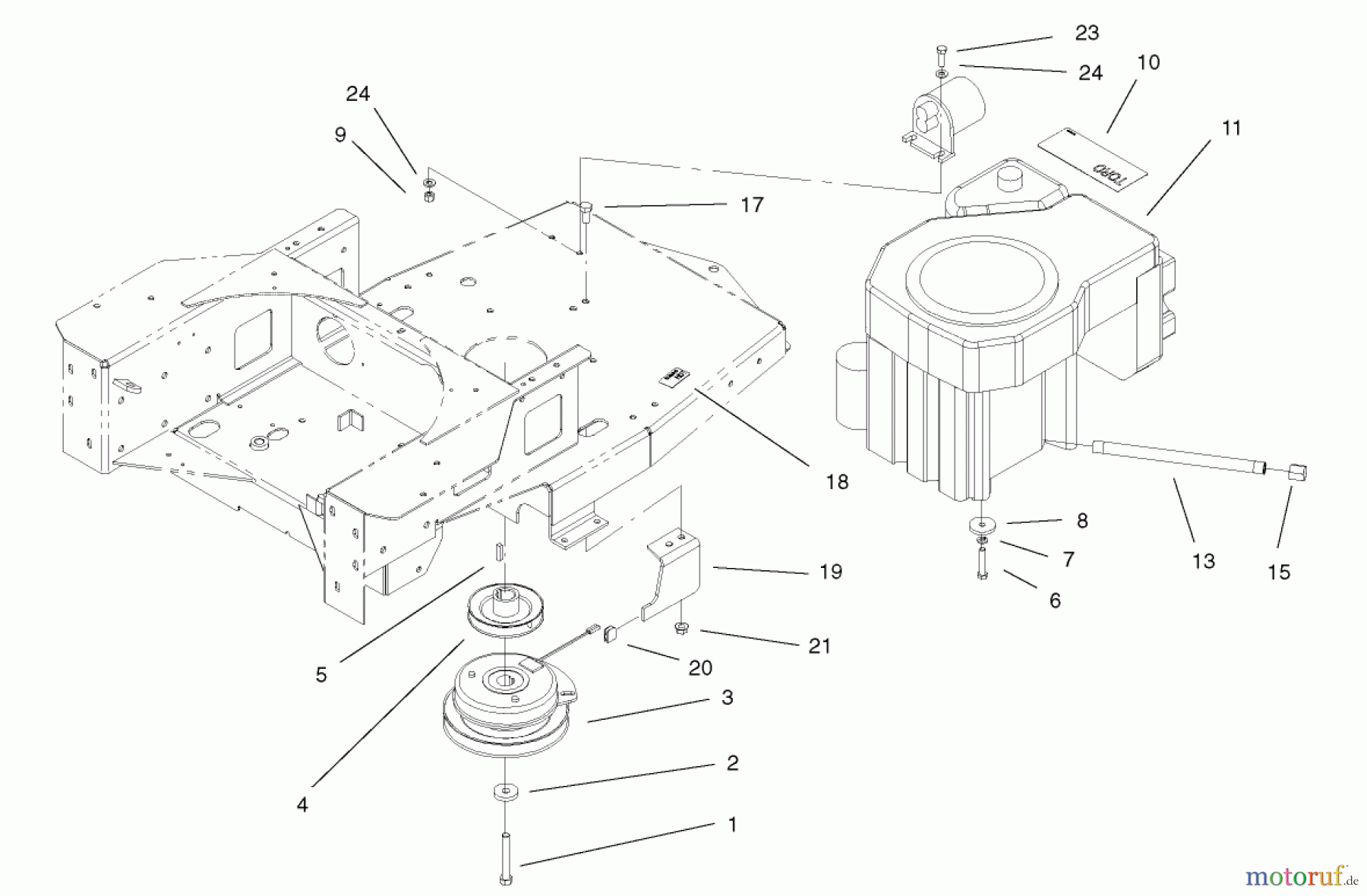  Toro Neu Mowers, Zero-Turn 74701 (Z17-52) - Toro Z17-52 TimeCutter Z Riding Mower, 2002 (220000001-220999999) ENGINE AND CLUTCH ASSEMBLY